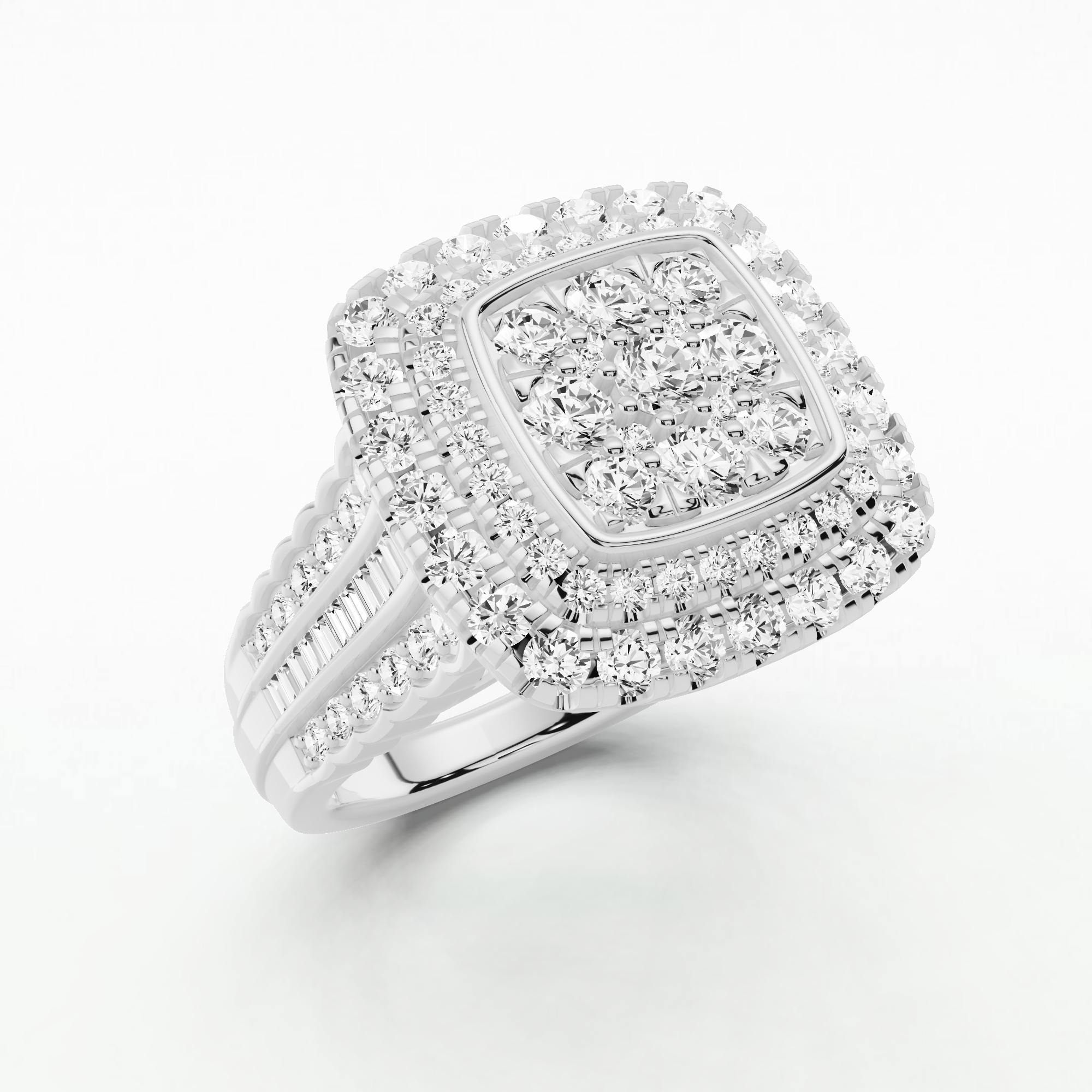 Regalia Square Cluster Ring-Multi Stone