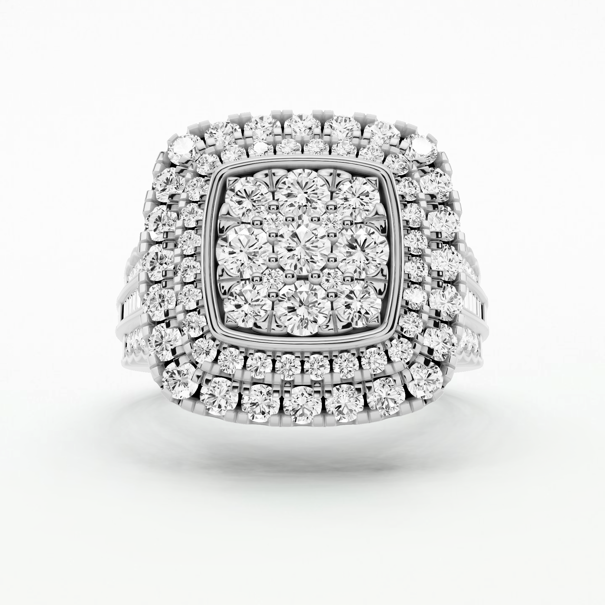 Regalia Square Cluster Ring-Multi Stone