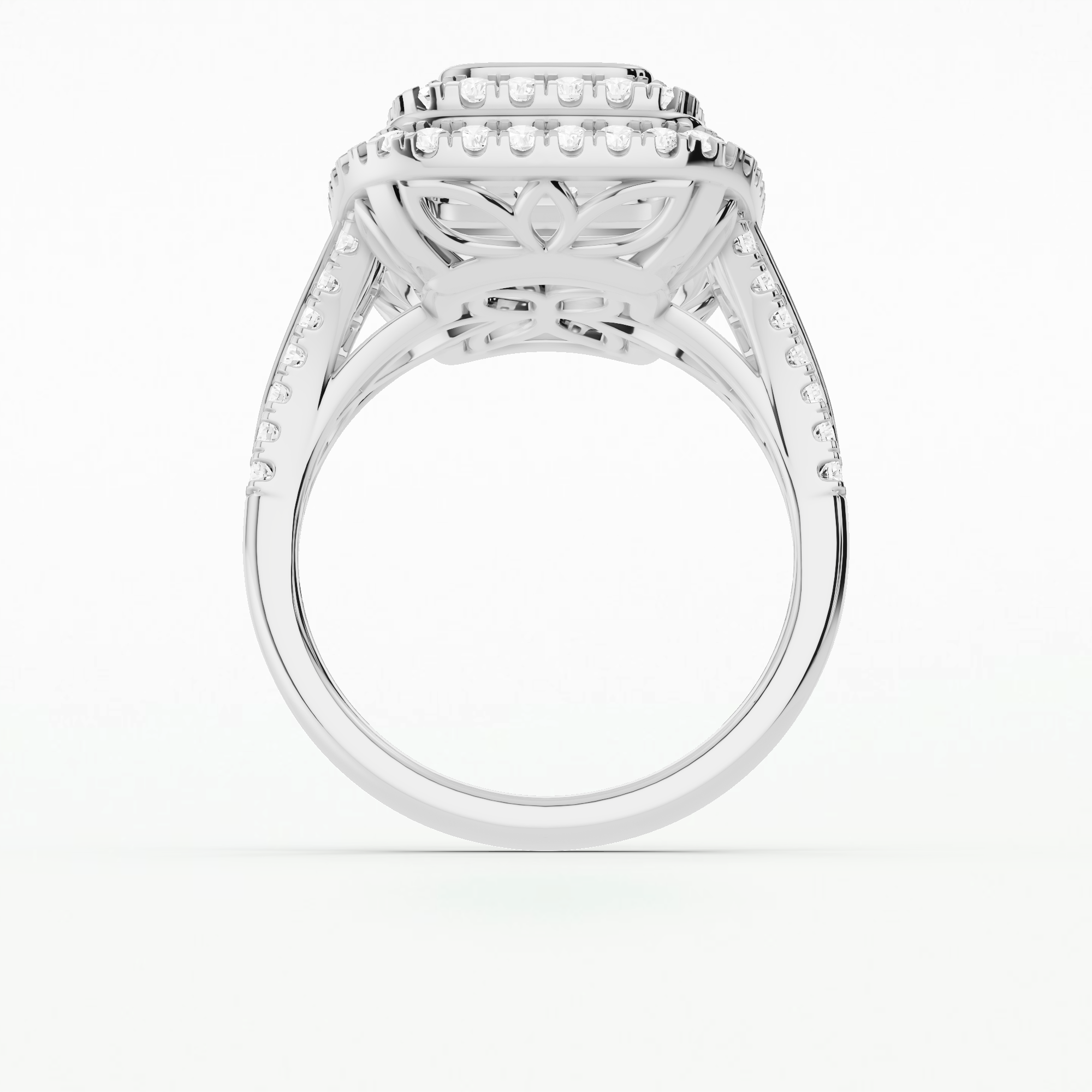 Majestic Frame Rectangular Cluster Ring - Round