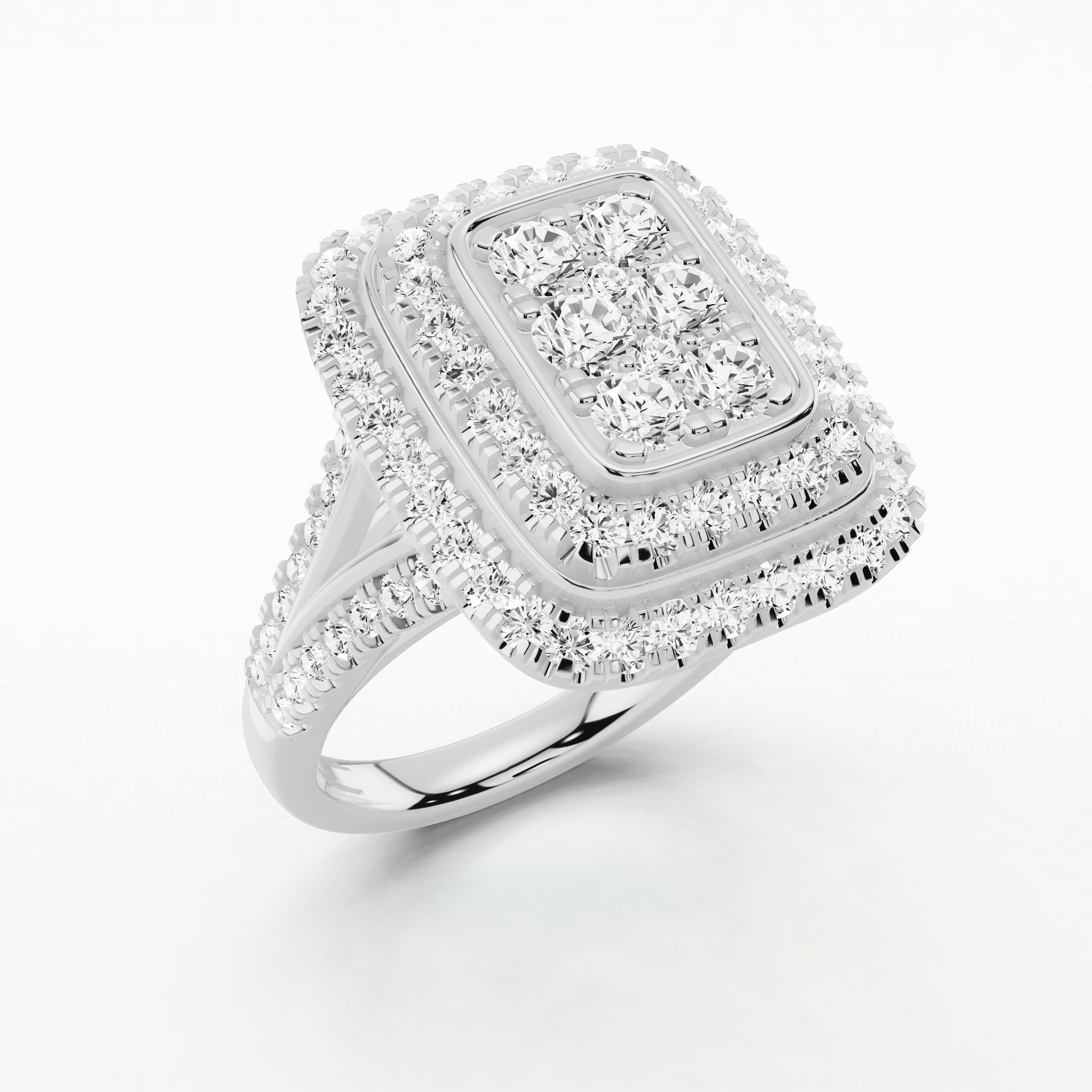 Majestic Frame Rectangular Cluster Ring - Round