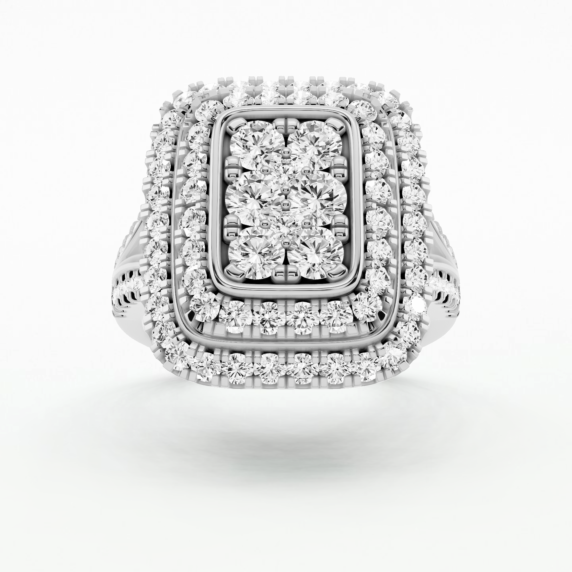 Majestic Frame Rectangular Cluster Ring -