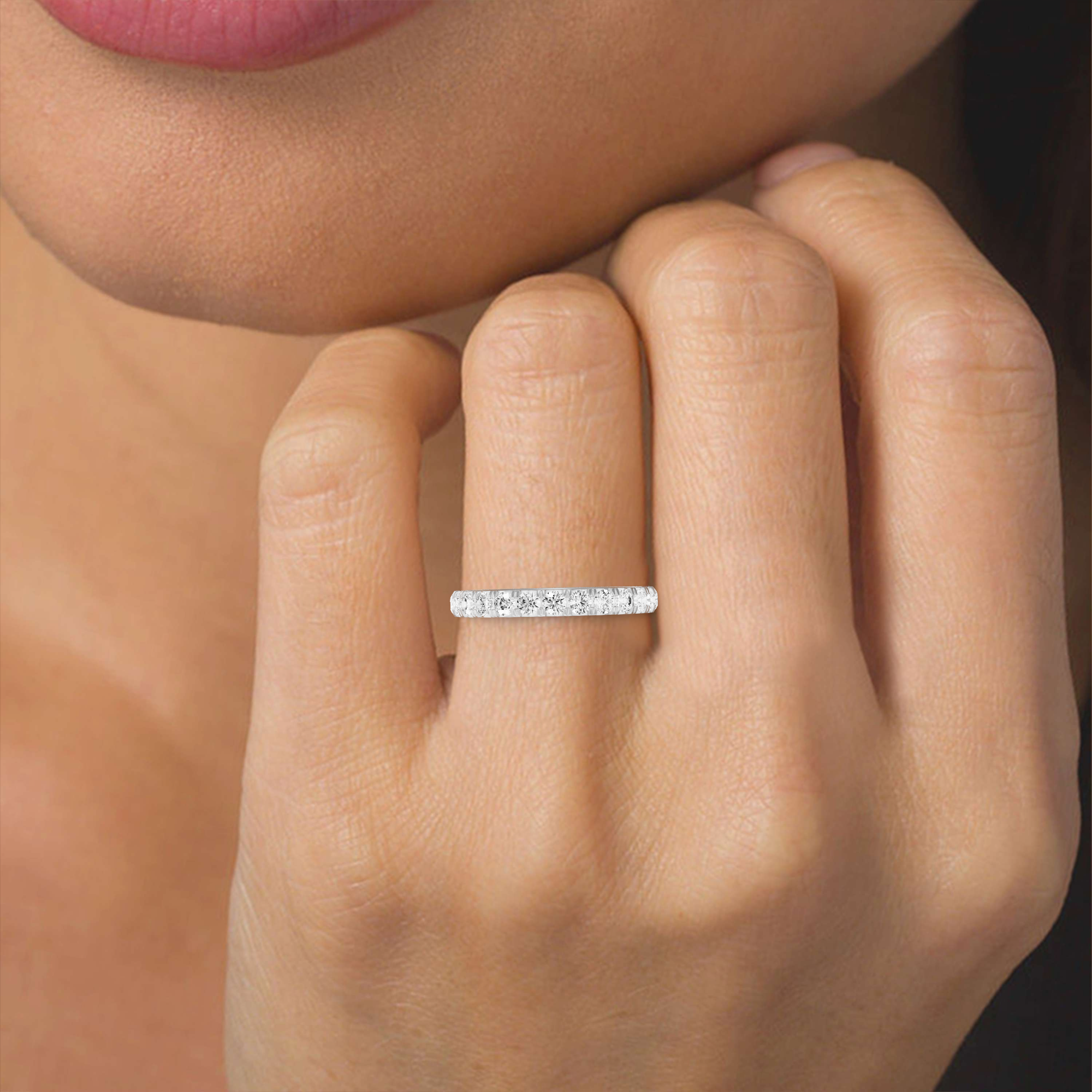 French Pave Half Eternity Band - Round