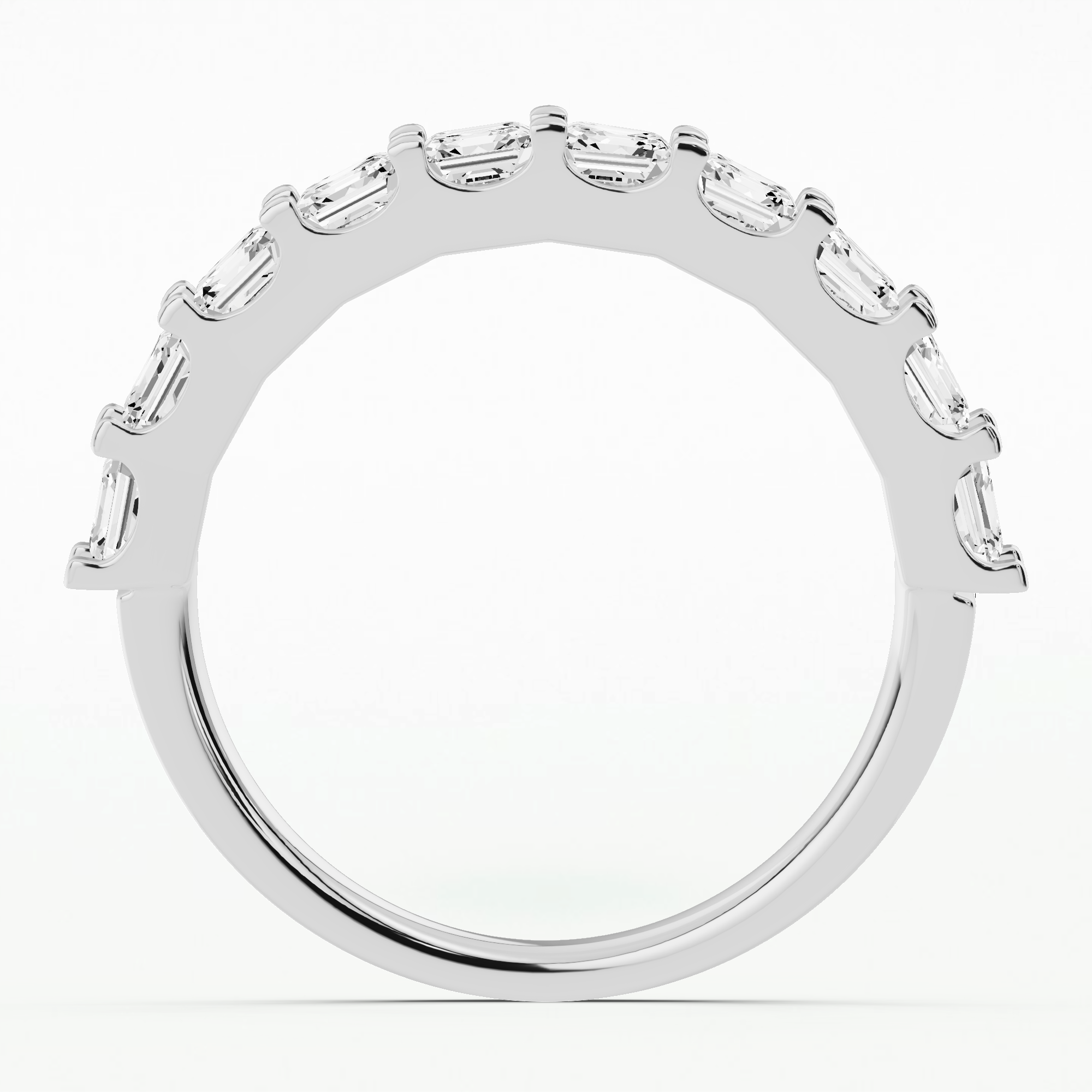 Ascher-Cut Solitaire Half Eternity Band-Asscher