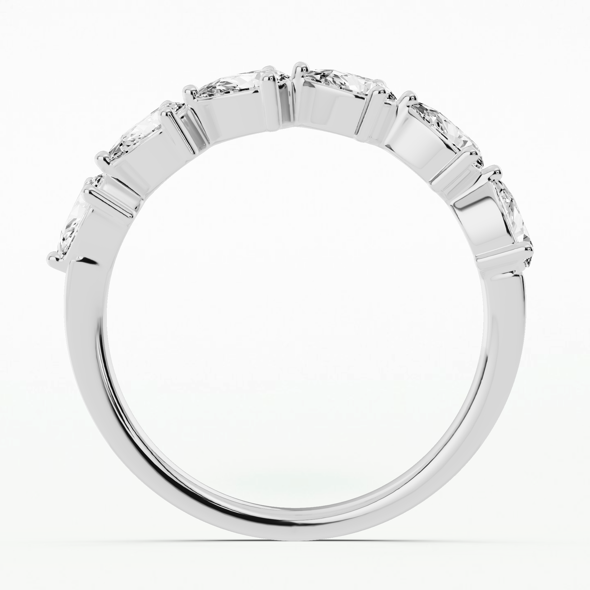 Horizontal Pear Diamond Half Eternity Band-Pear