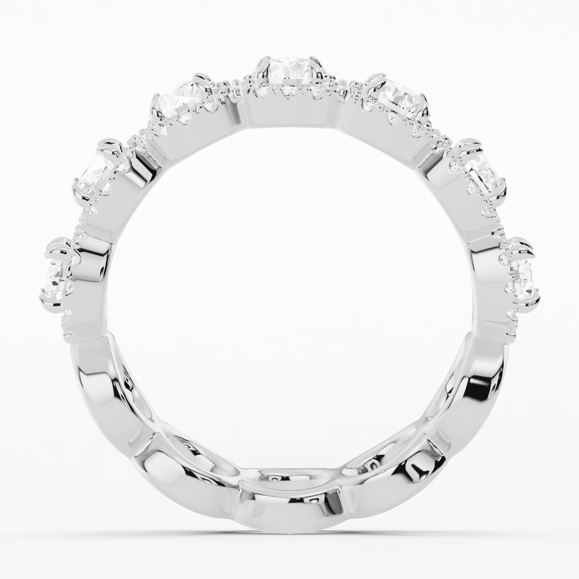 Solitaire Halo Half Eternity Band-Round