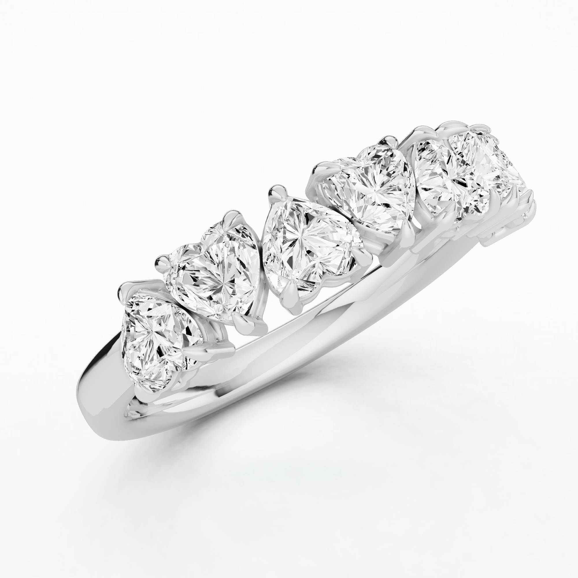 Heart Diamond Half Eternity Band-Heart
