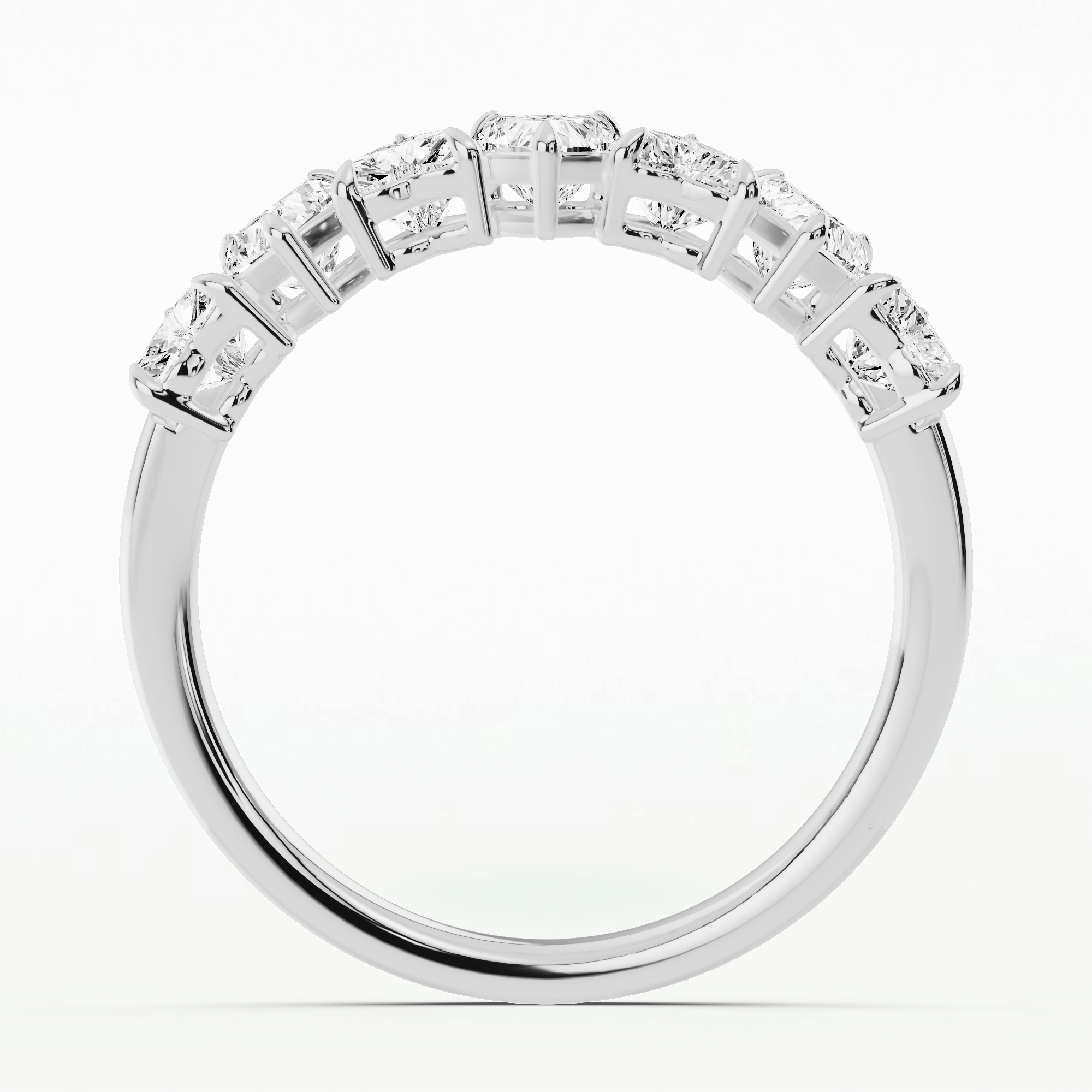 Heart Diamond Half Eternity Band-Heart