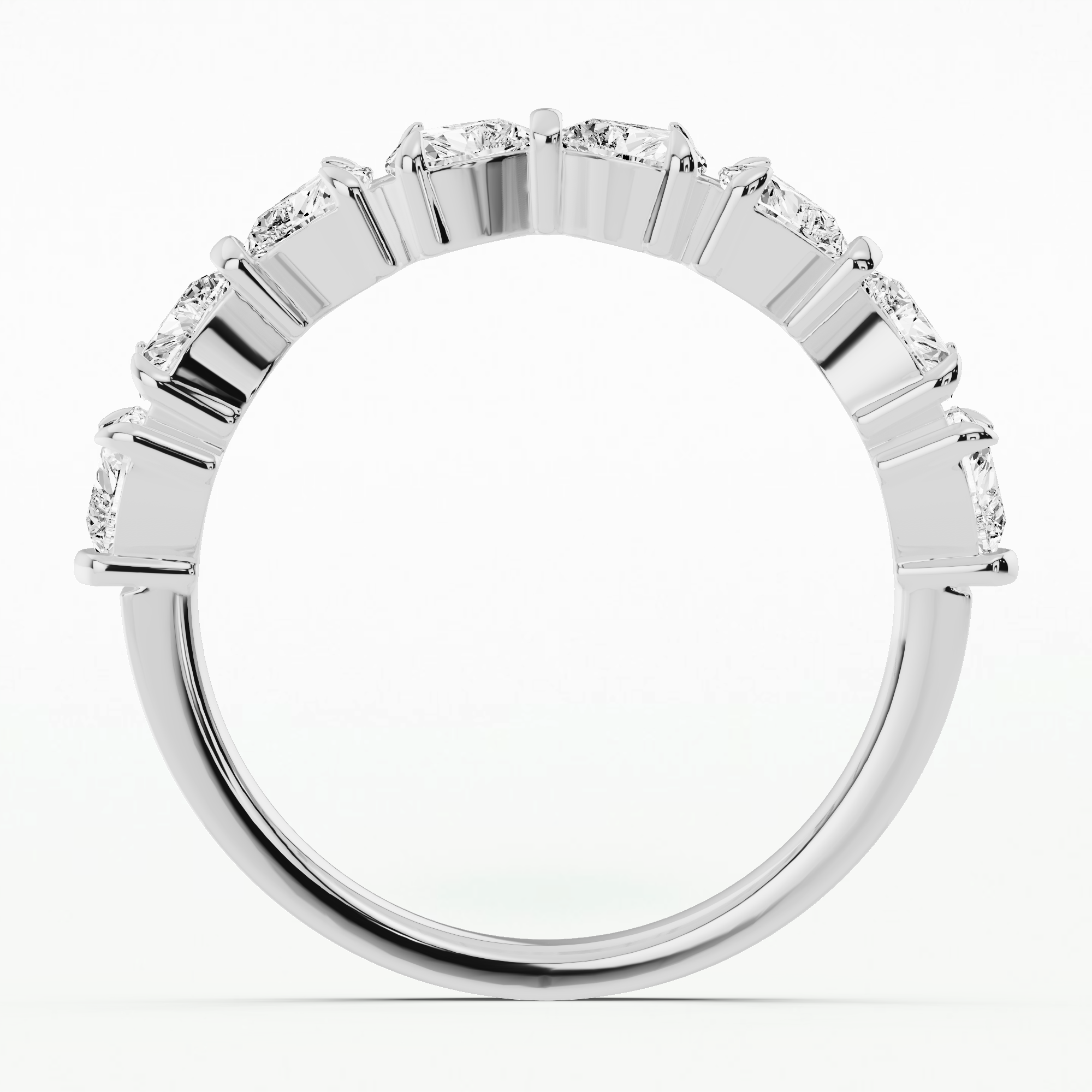 Kissing Heartss Half-Eternity Band-Heart