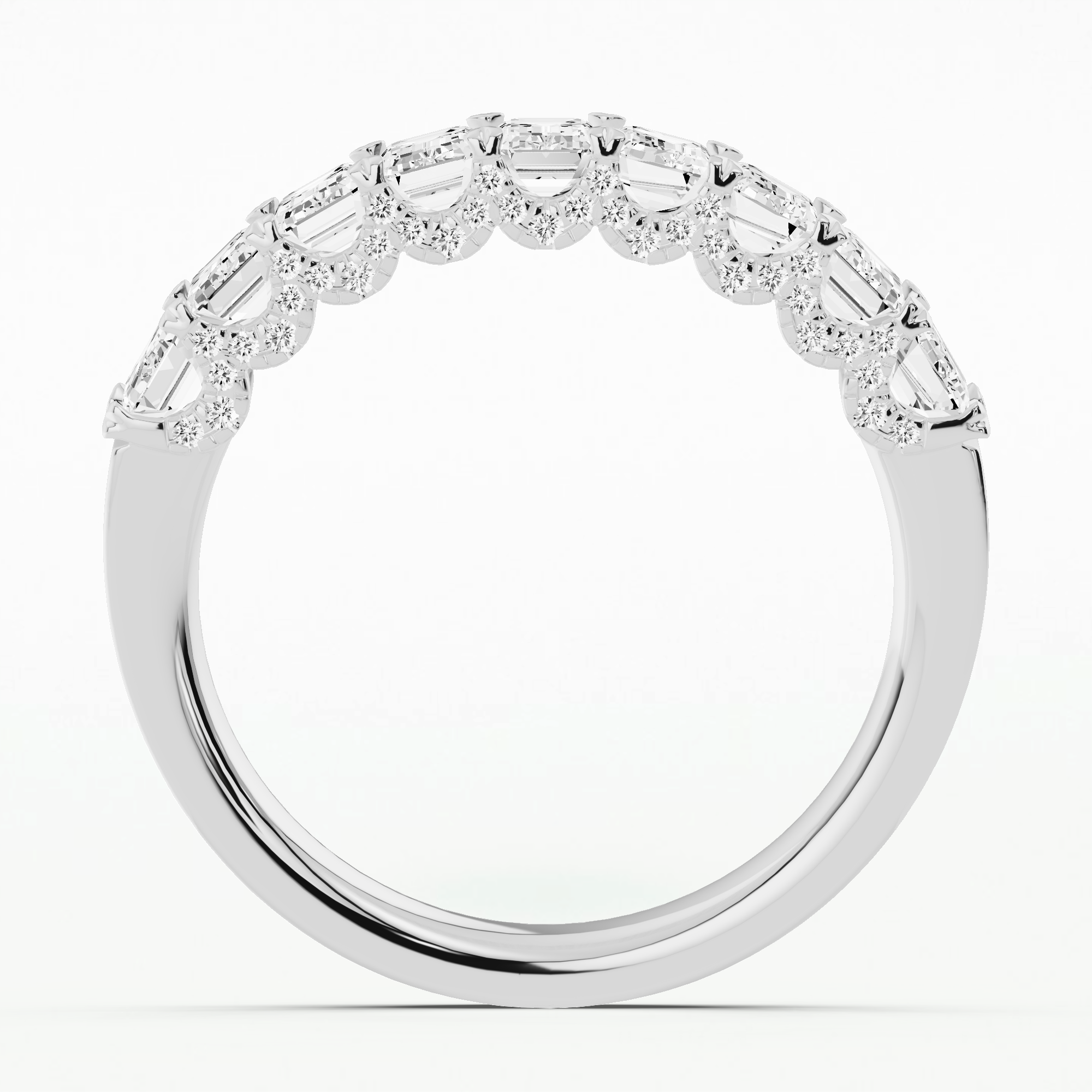 Luna - Half Eternity Band-Emerald Cut