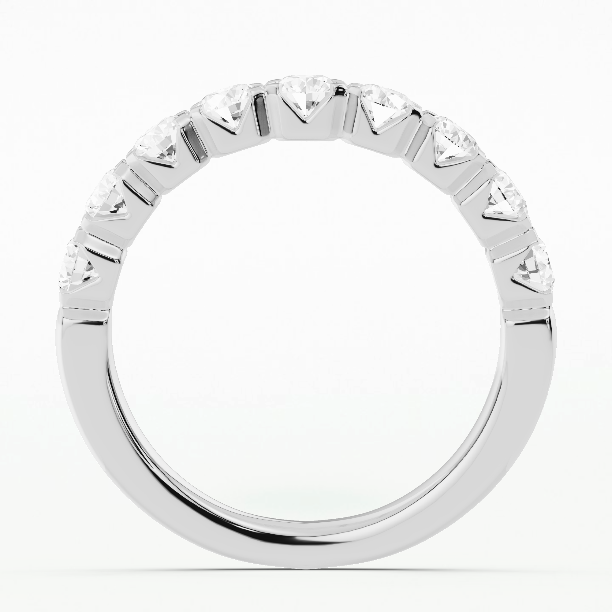 Scallop Edge Lab Grown Diamond Half Eternity Band-Round