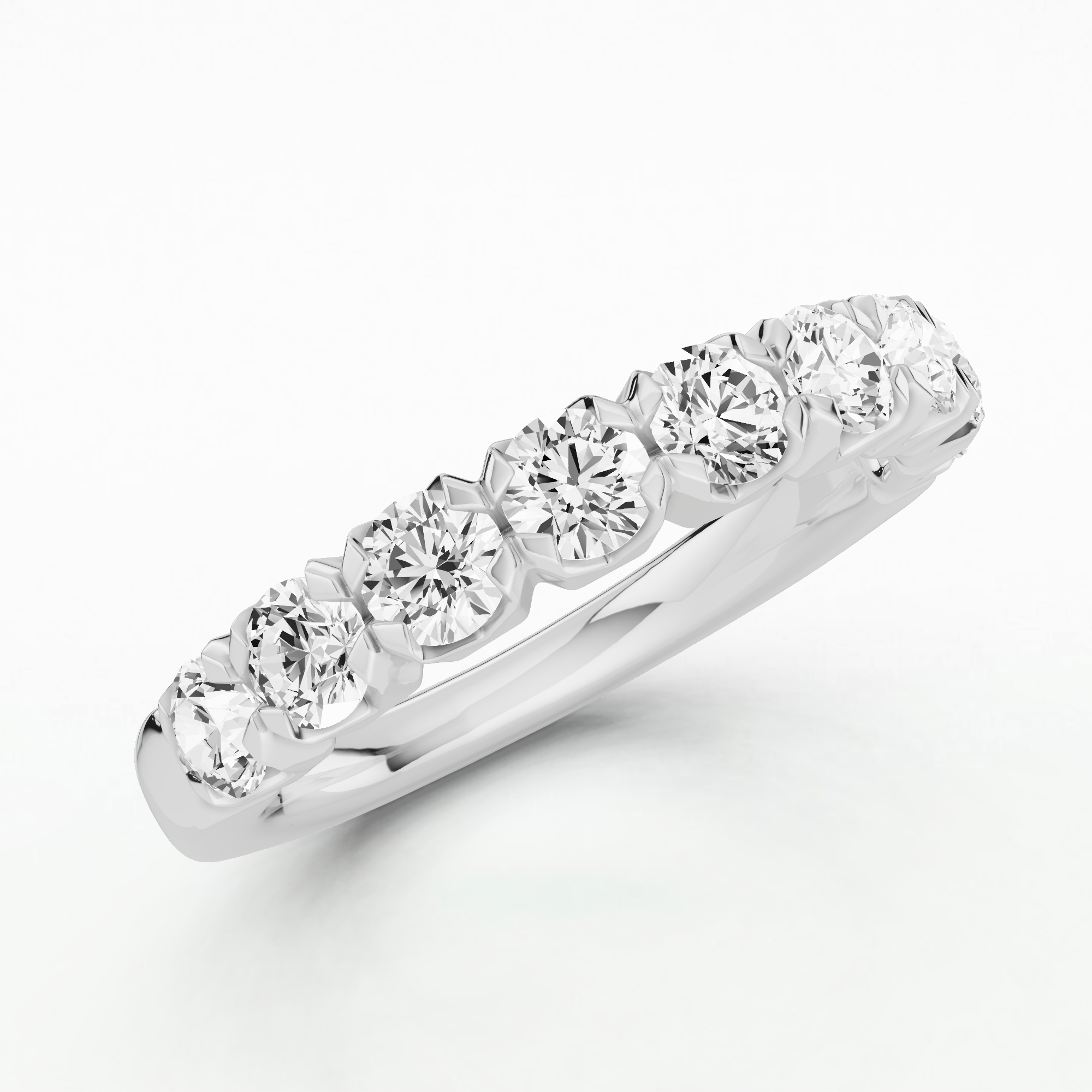 Scallop Edge Lab Grown Diamond Half Eternity Band-Round
