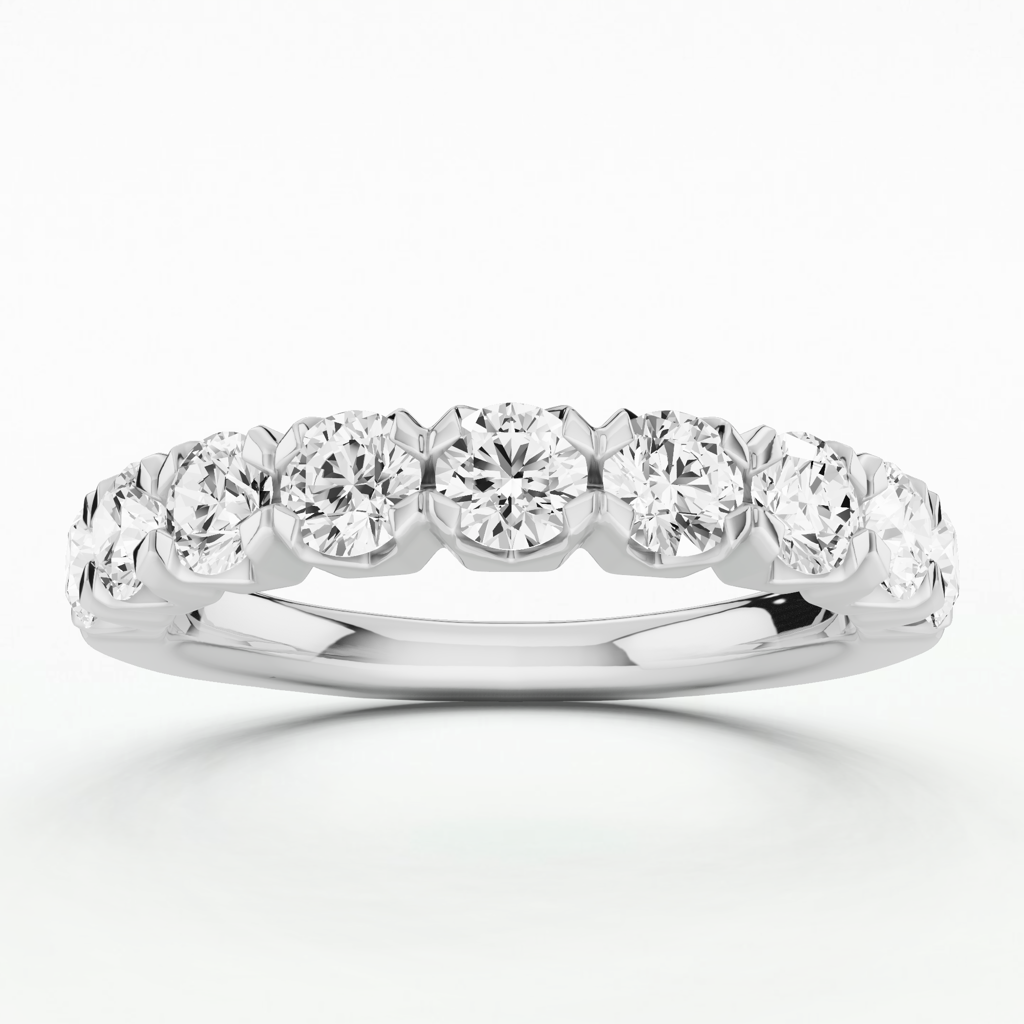 Scallop Edge Lab Grown Diamond Half Eternity Band-Round