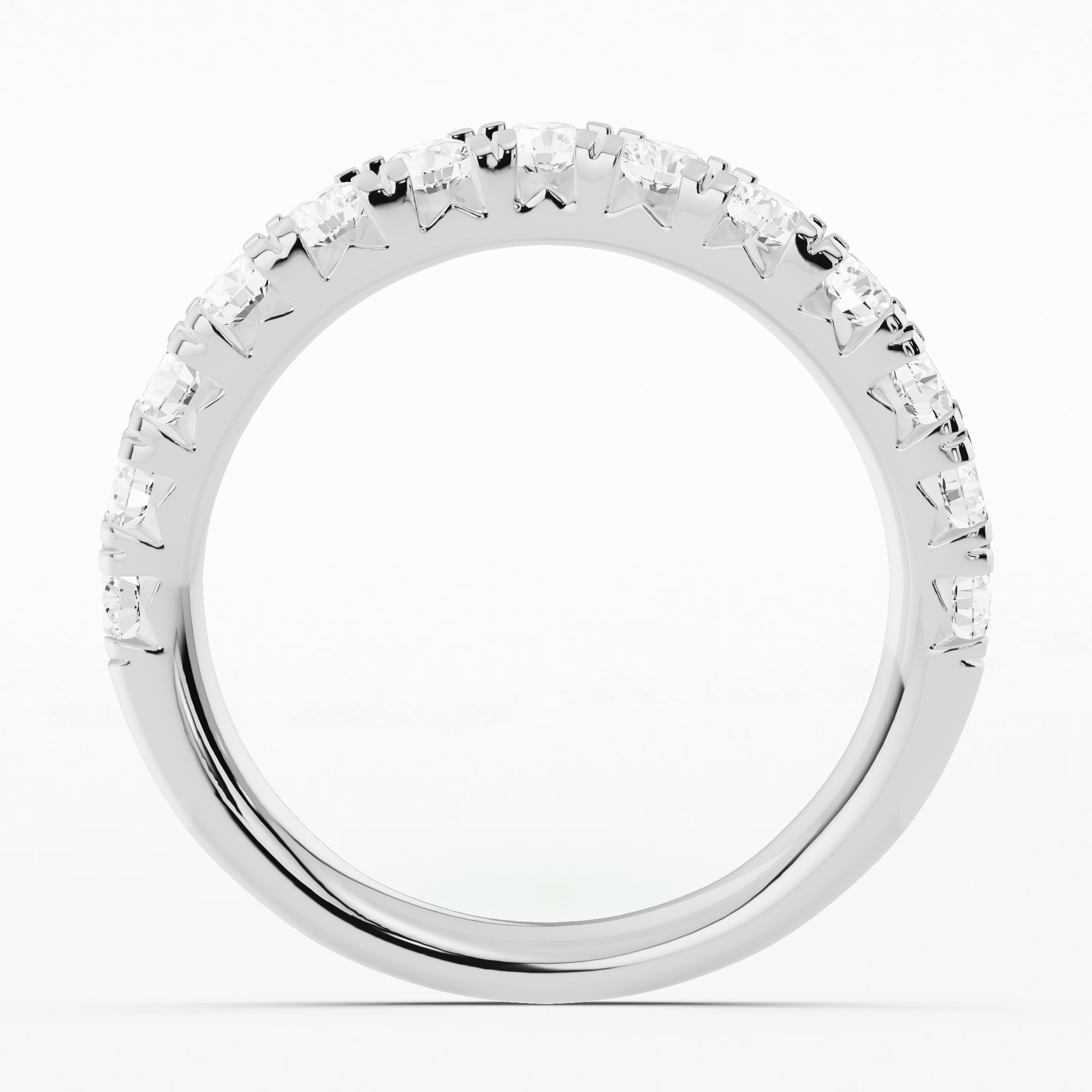 Wave - French Split Prong Half Eternity Band-Round
