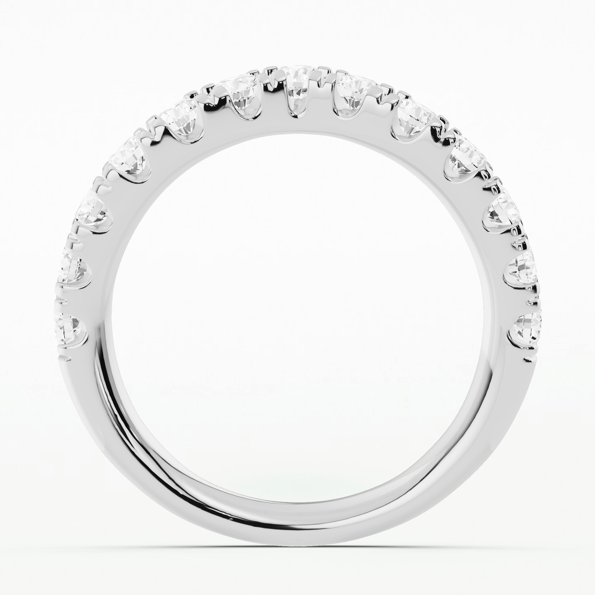 Wave - Pave Set Half Eternity Band-Round