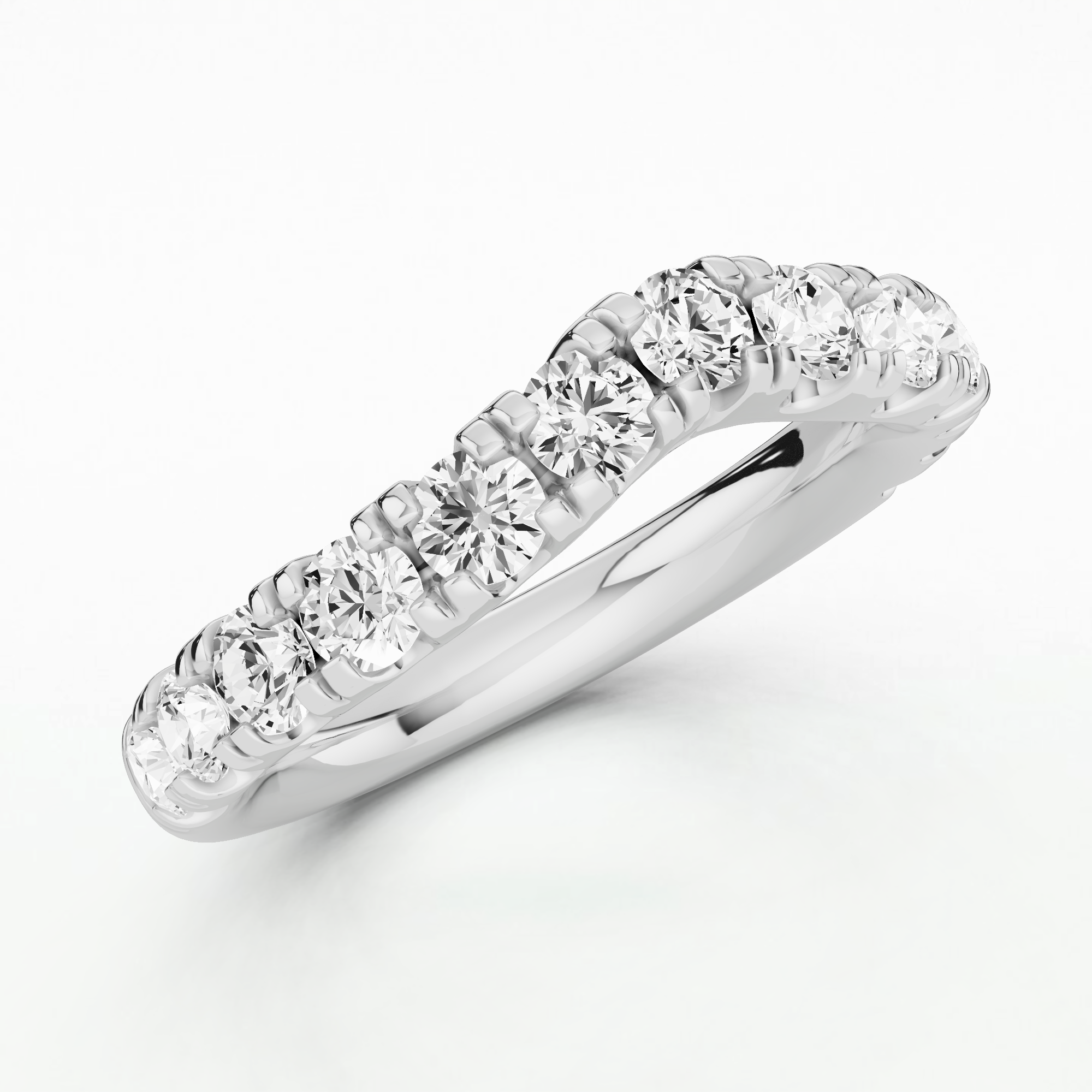 Wave - Pave Set Half Eternity Band-Round