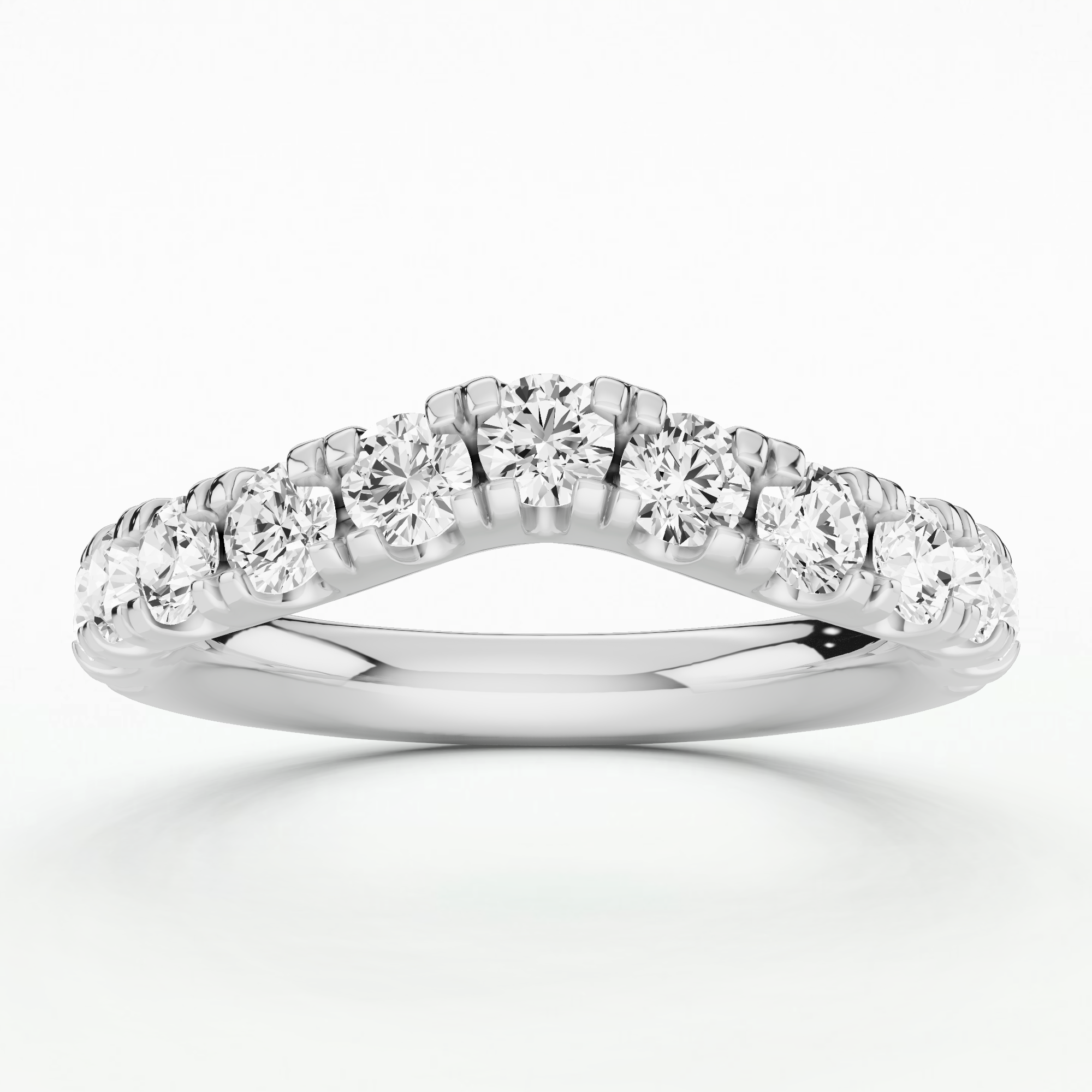 Wave - Pave Set Half Eternity Band-Round