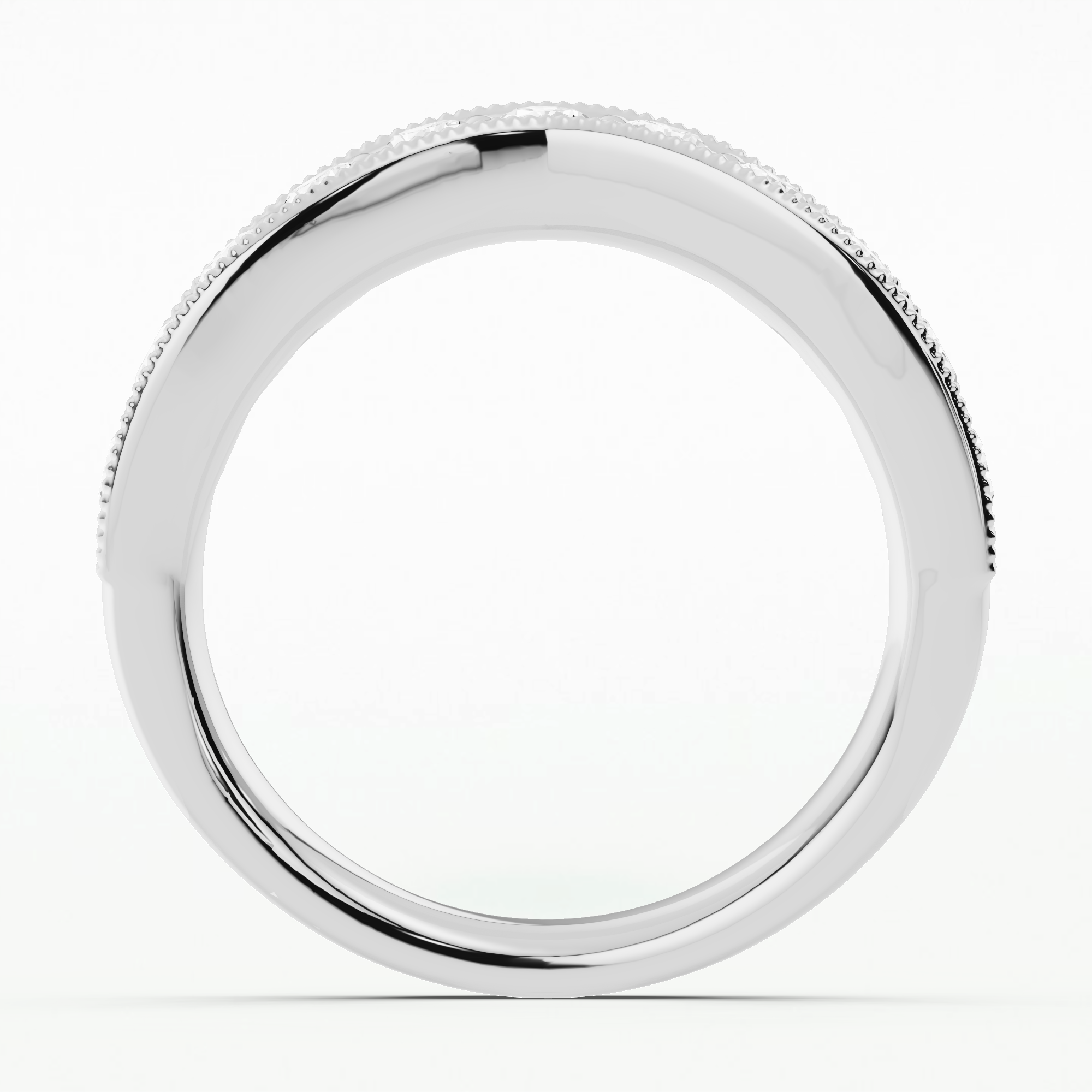 Vintage Shared Prong Set Half Eternity Band With Miligrain-Round