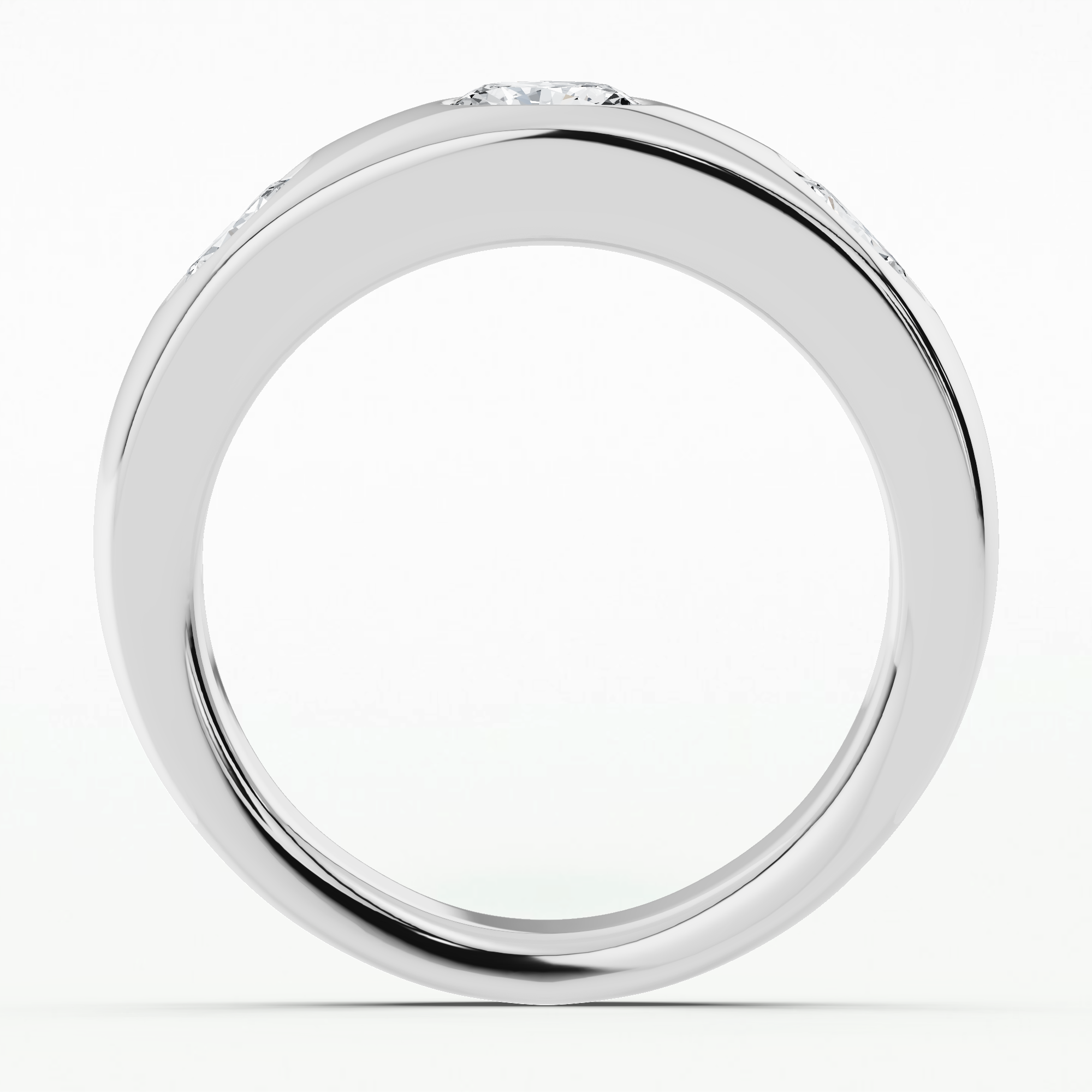 Flush Set & Gold Wedding Band-Oval