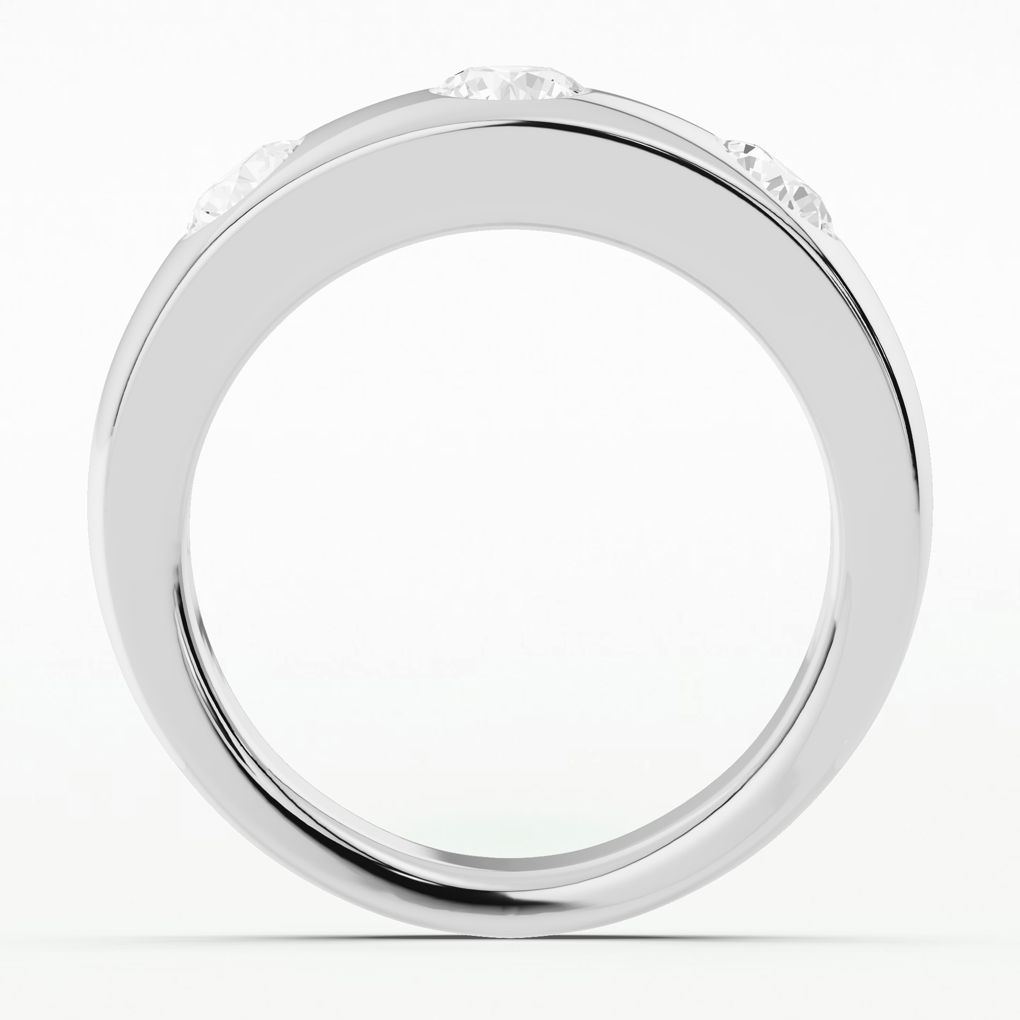 Flush Set & Gold Wedding Band-Round