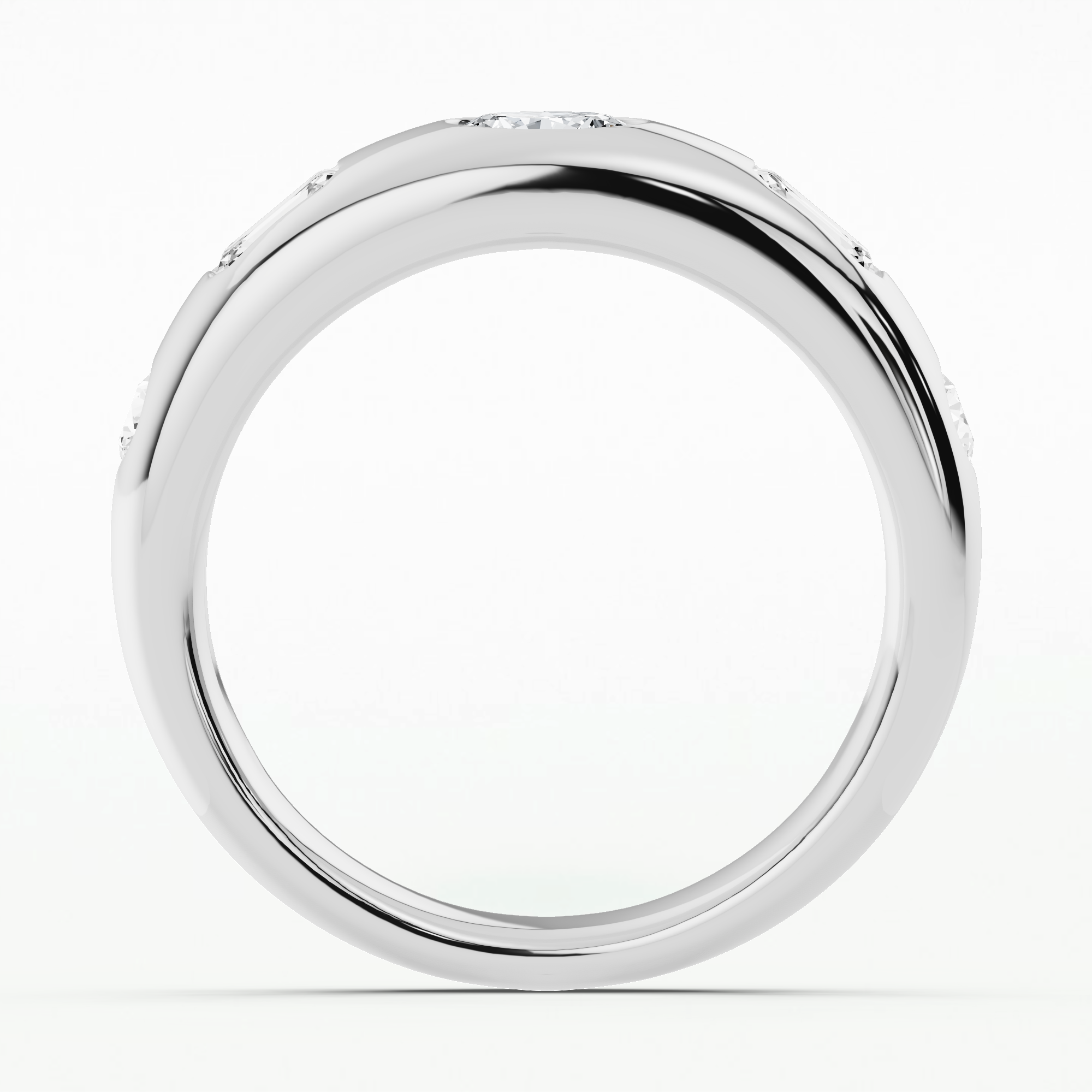 Flush Set & Gold Wedding Band-Multi Stone