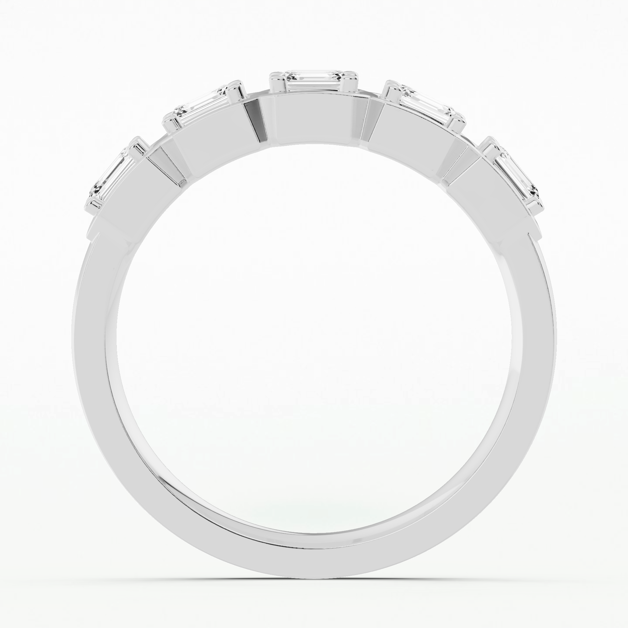 Ada Prong Set Half Eternity Band-Emerald Cut