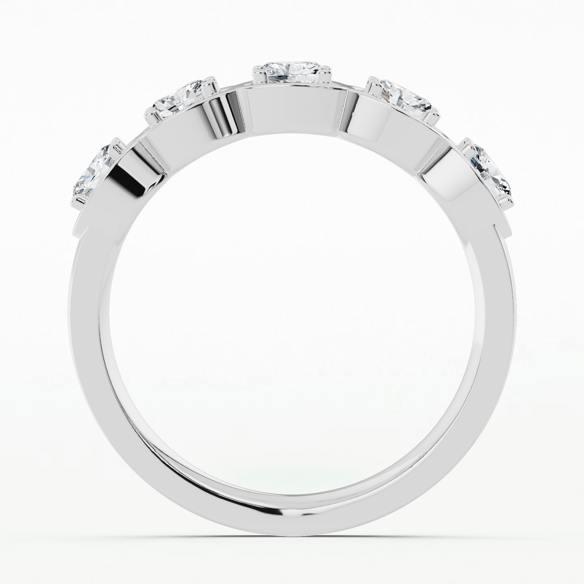 Alma Prong Set Half Eternity Band-Oval