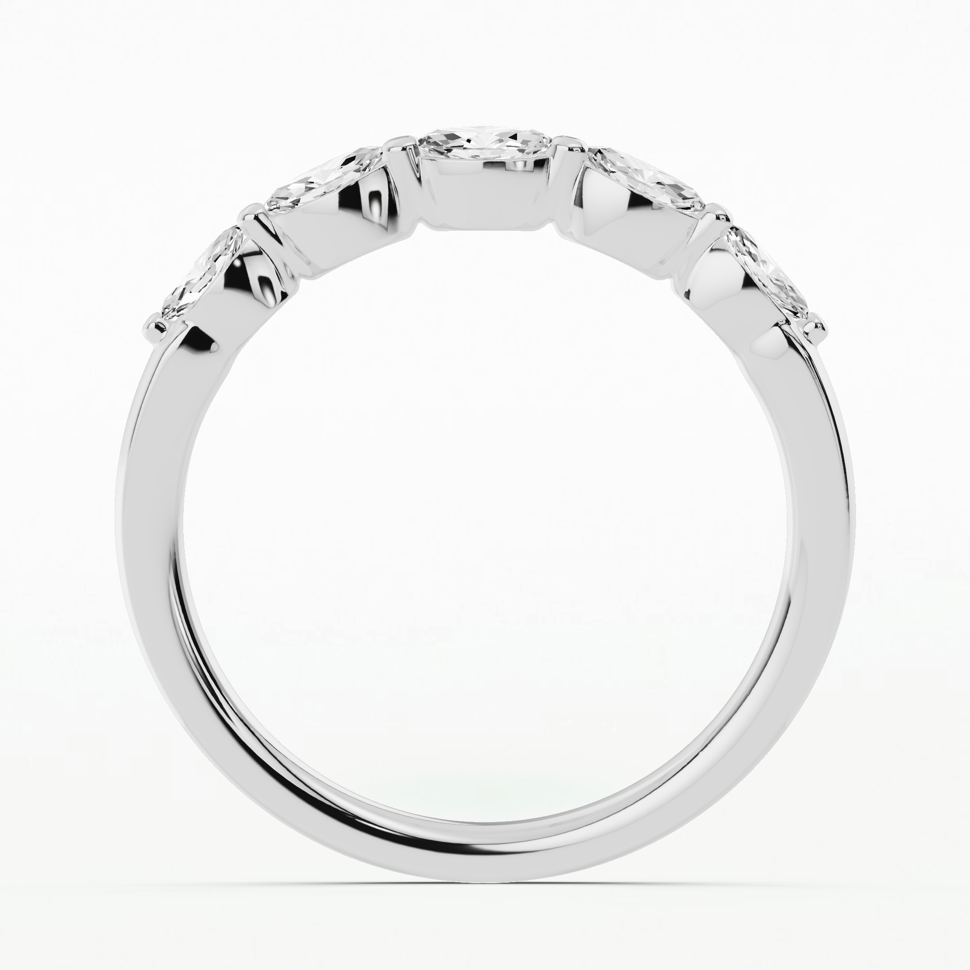 Eleanor Prong Set Half Eternity Band-Marquise