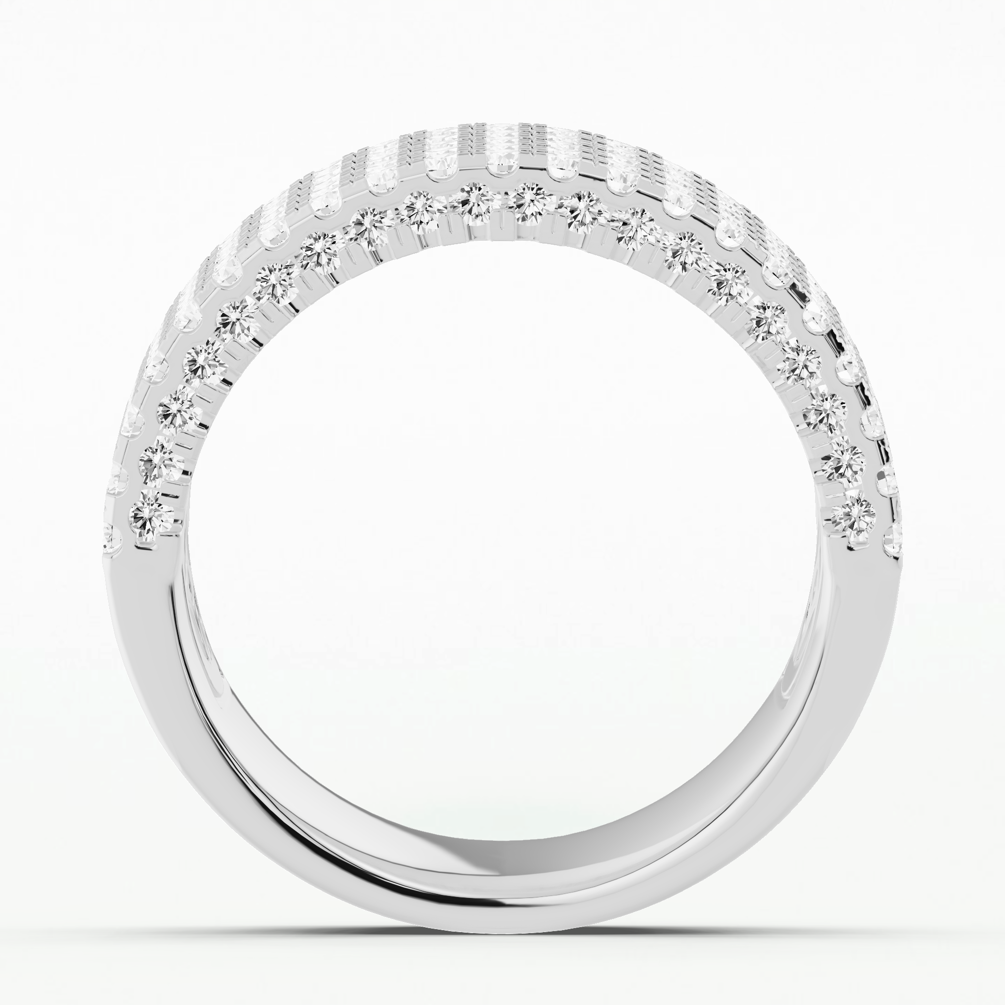 Three Row Pave Half Eternity Band-Round