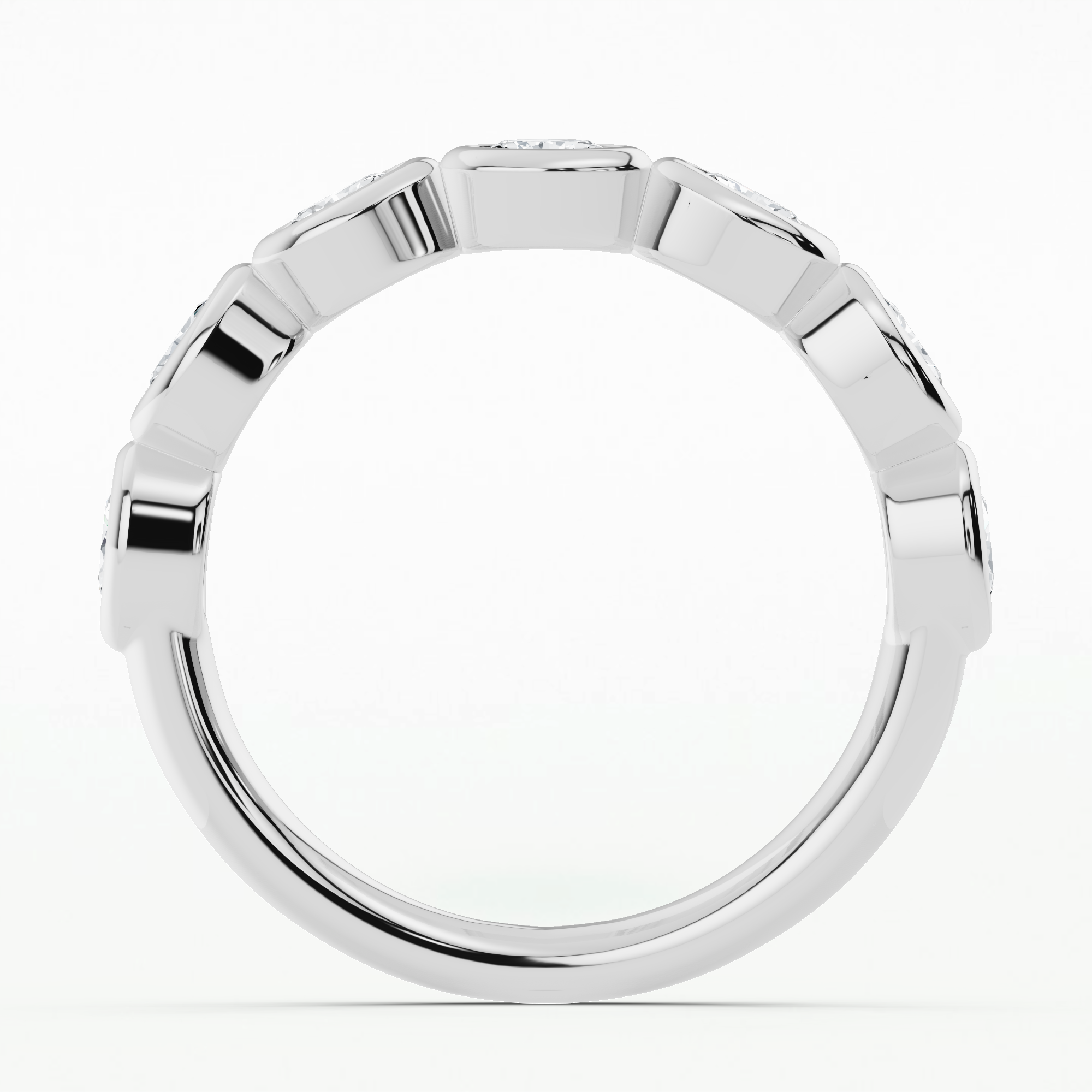 East West Bezel Oval Set Half Eternity Band-Oval