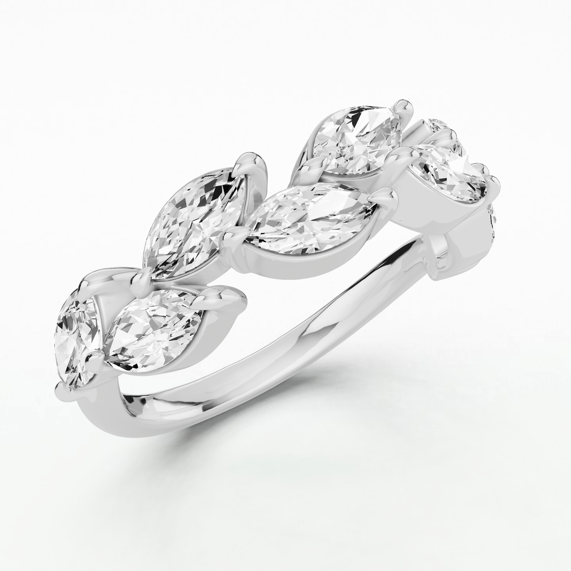 Roseflare Half Eternity Diamond Ring - Marquise