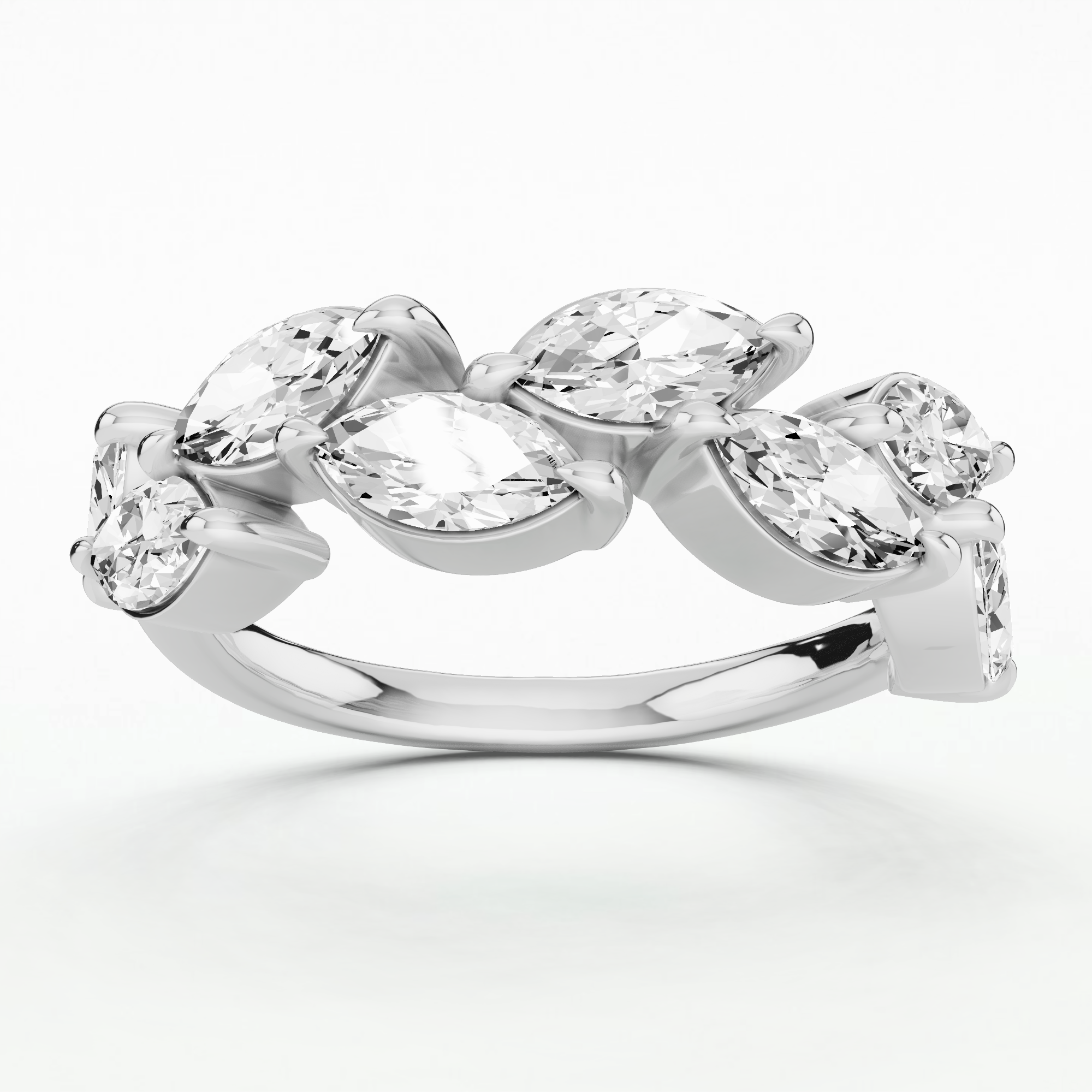 Roseflare Half Eternity Diamond Ring - Marquise