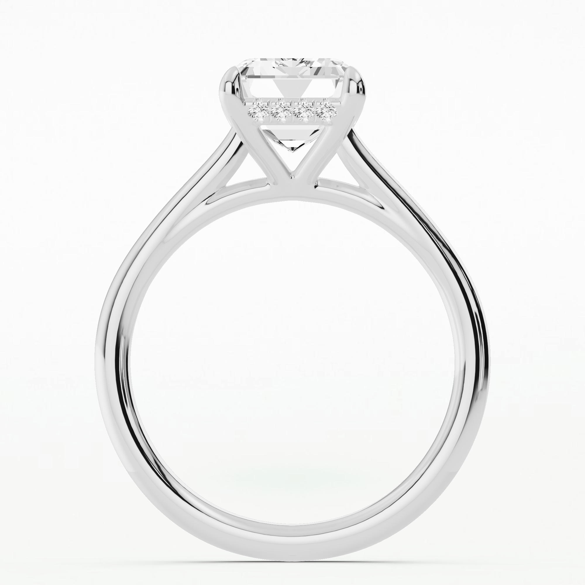 Classic Hidden Halo Solitaire Ring-Emerald Cut
