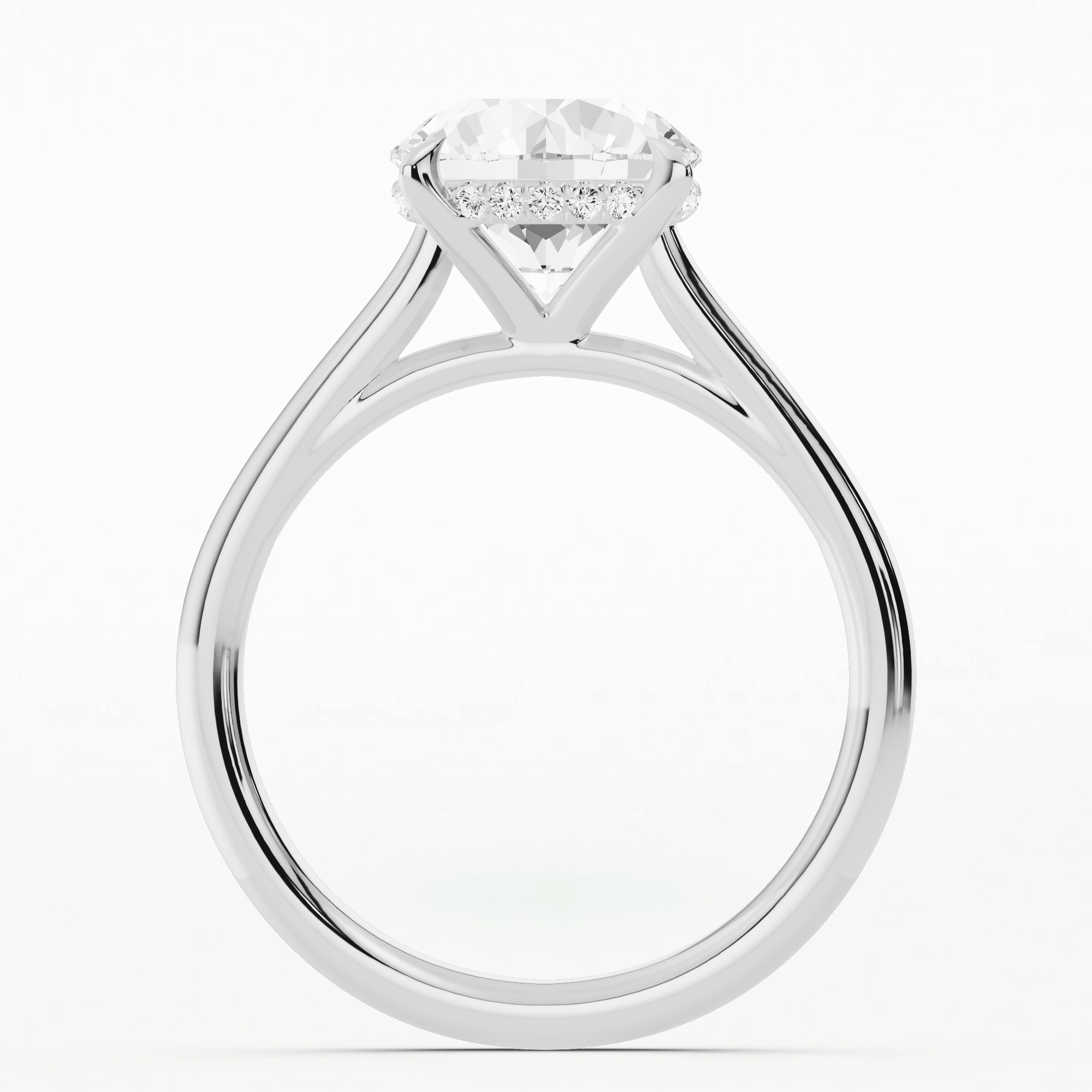 Classic Hidden Halo Solitaire Ring-Round