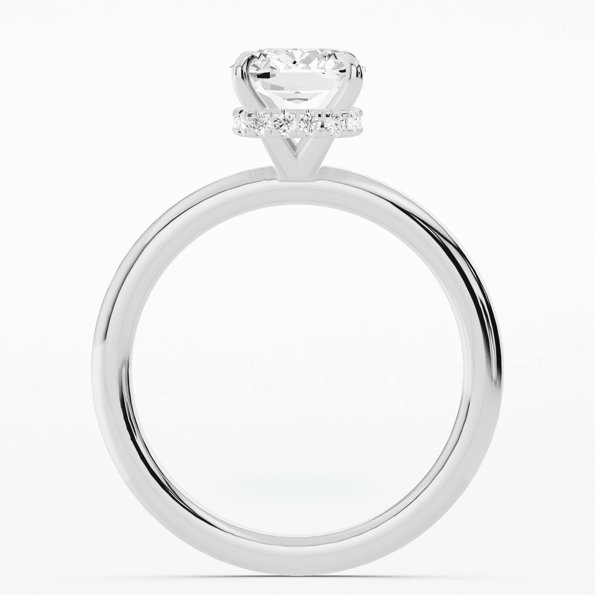 Classic Hidden Halo Solitaire Ring-Cushion