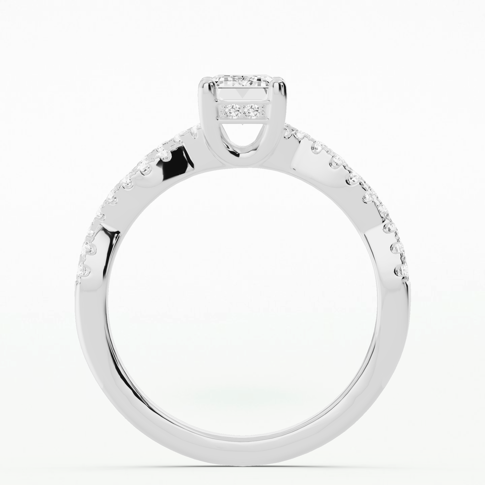 Forever Entwined Solitaire Ring-Emerald Cut