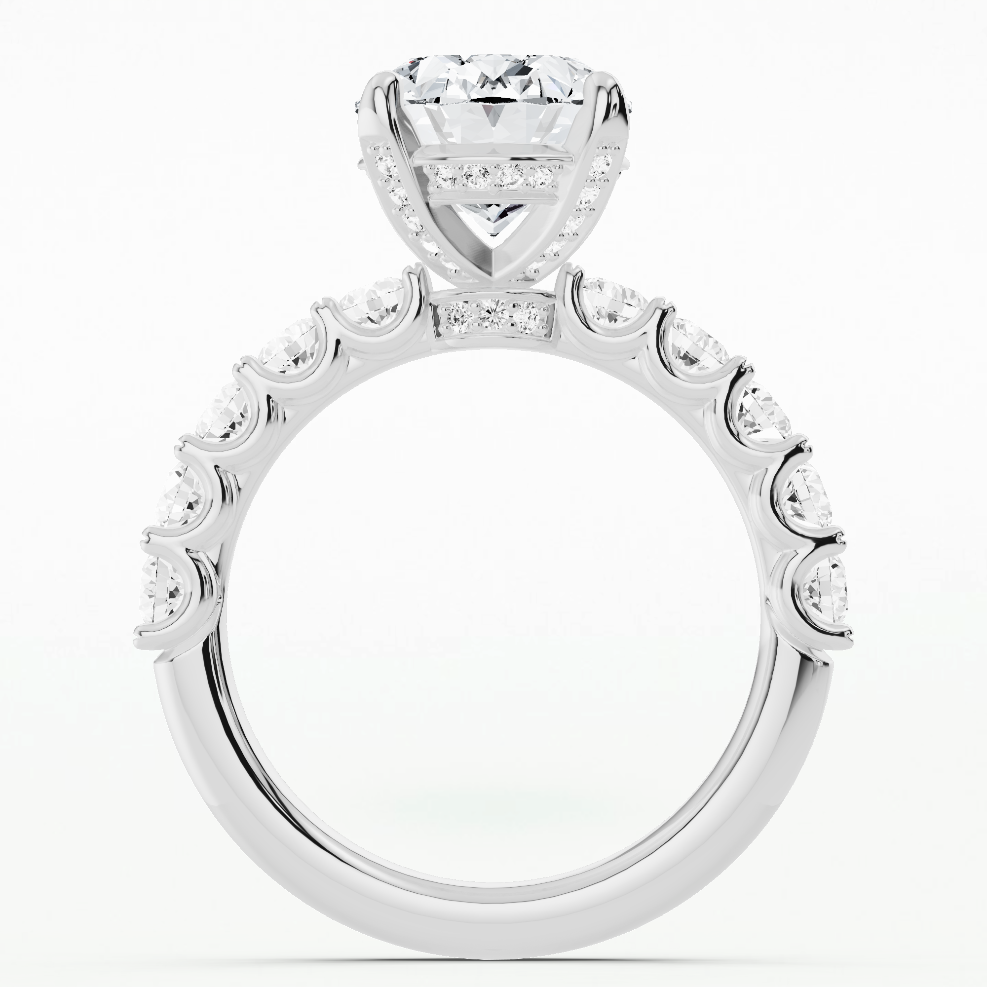 Hidden Halo Luna Solitaire Ring-Oval