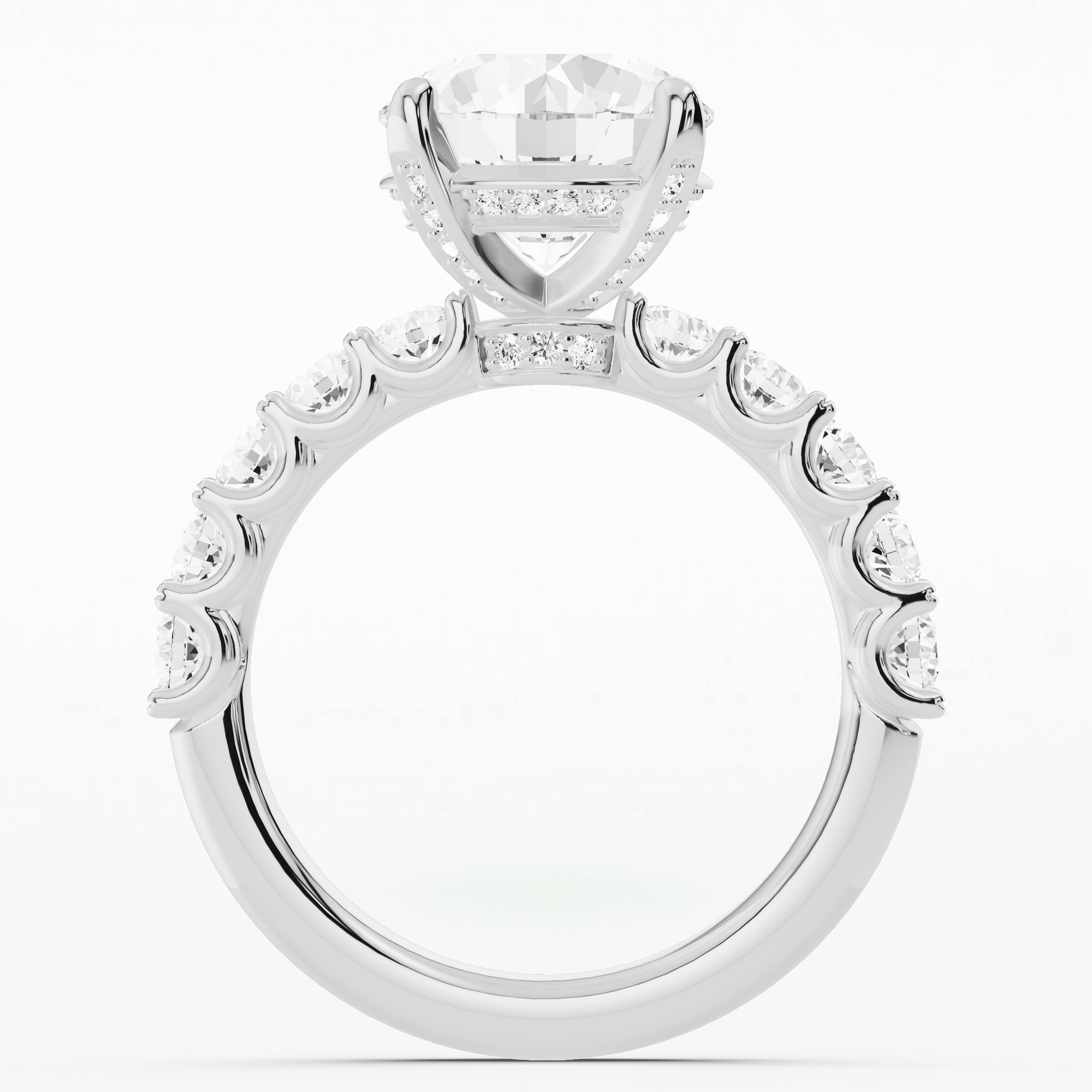 Hidden Halo Luna Solitaire Ring-Round