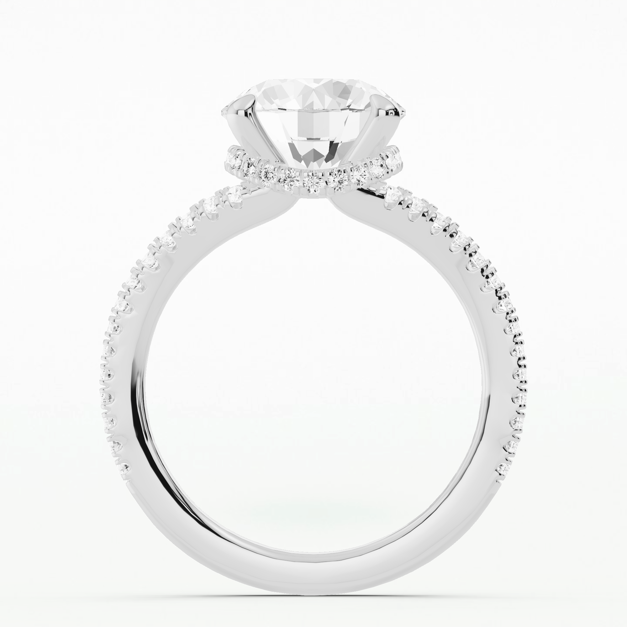 Studded Split Shank Solitaire Ring-Round
