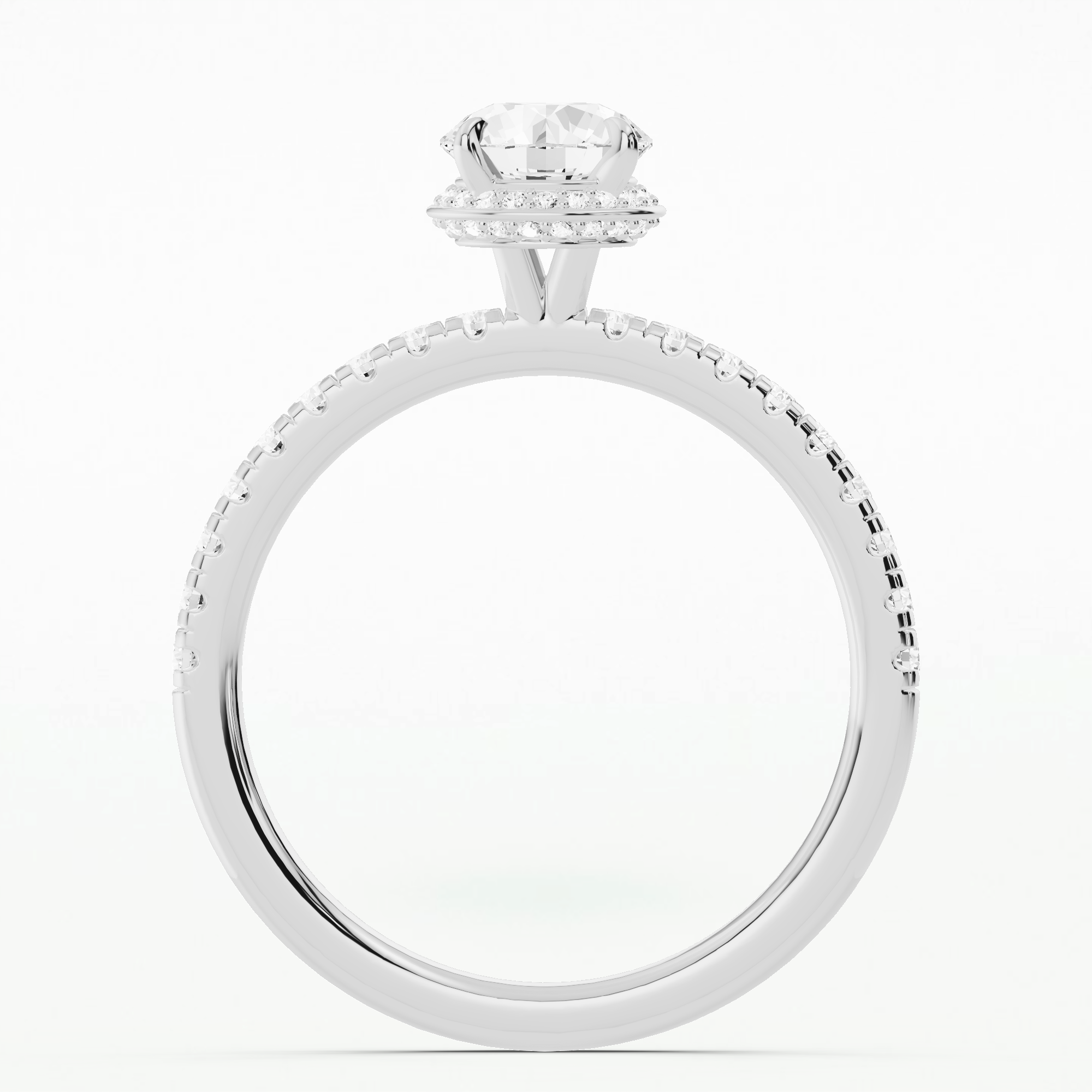 Studded Hidden Halo Solitaire Ring-Round