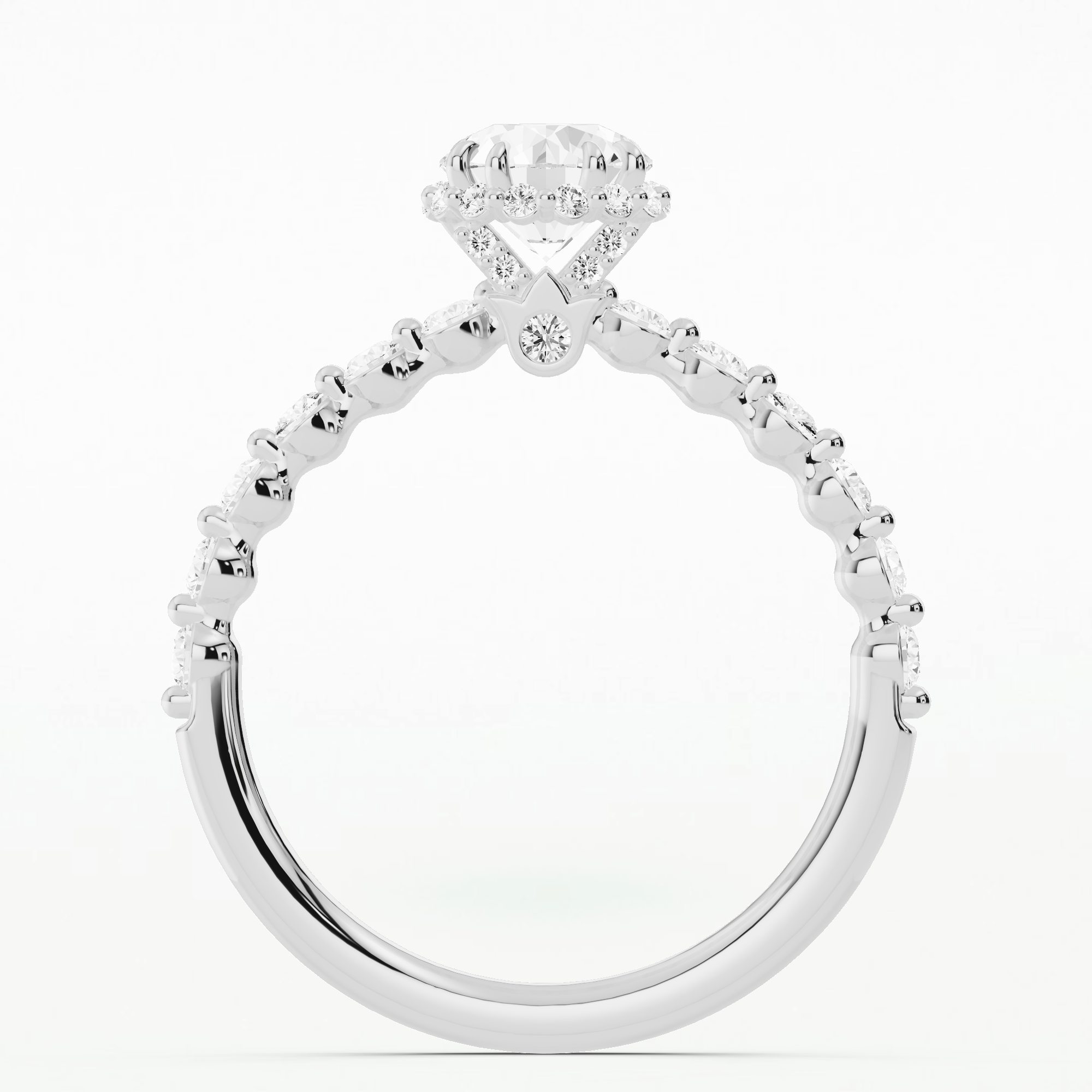Elate - Studded Solitaire Ring-Round