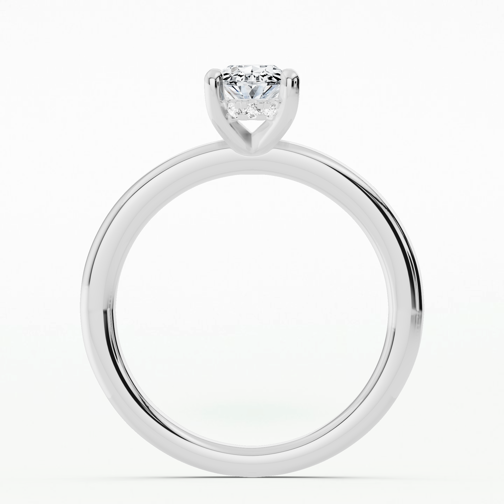 Classic Hidden Halo Solitaire Diamond Ring-Oval