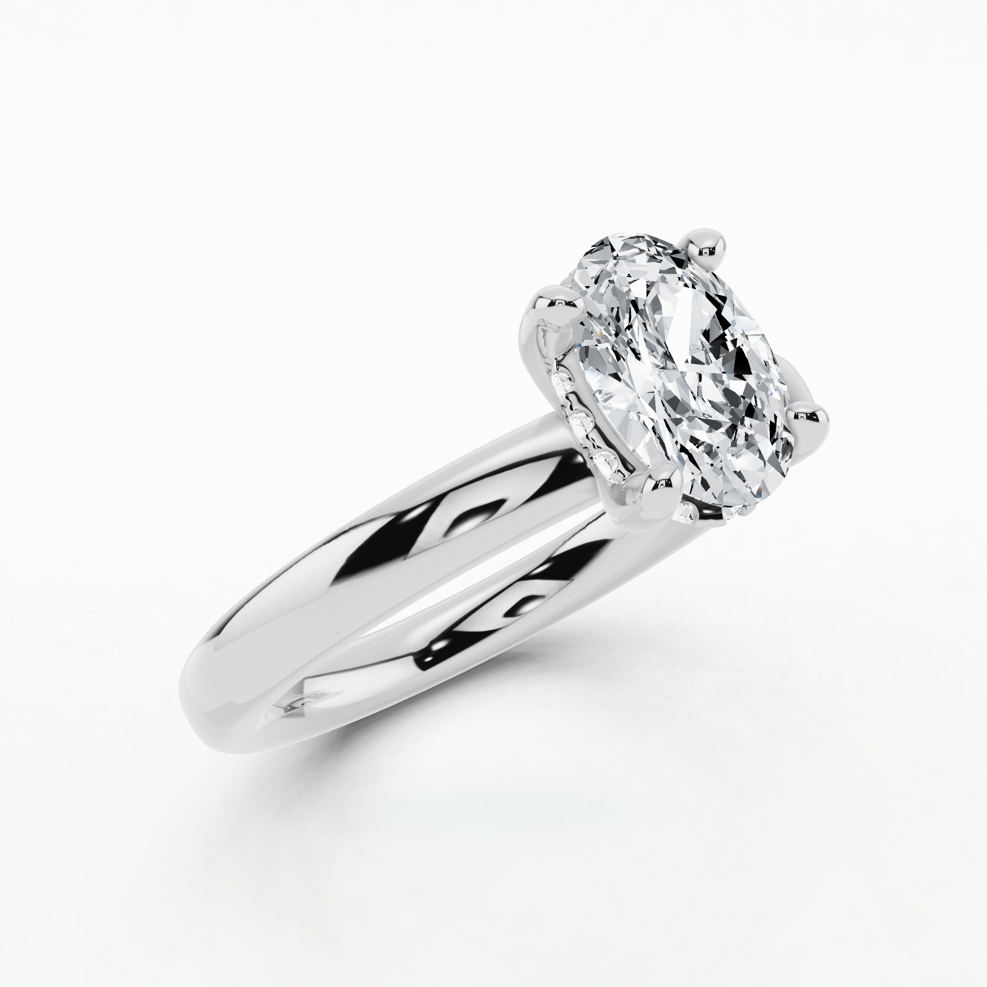 Classic Hidden Halo Solitaire Diamond Ring-Oval