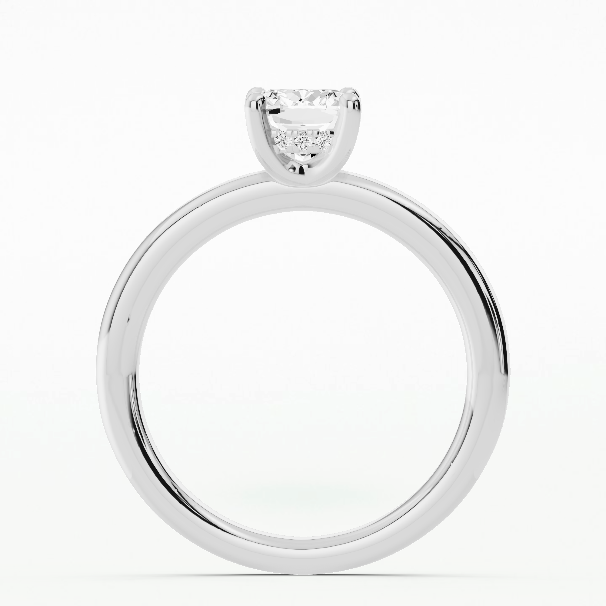 Classic Hidden Halo Solitaire Diamond Ring-Cushion