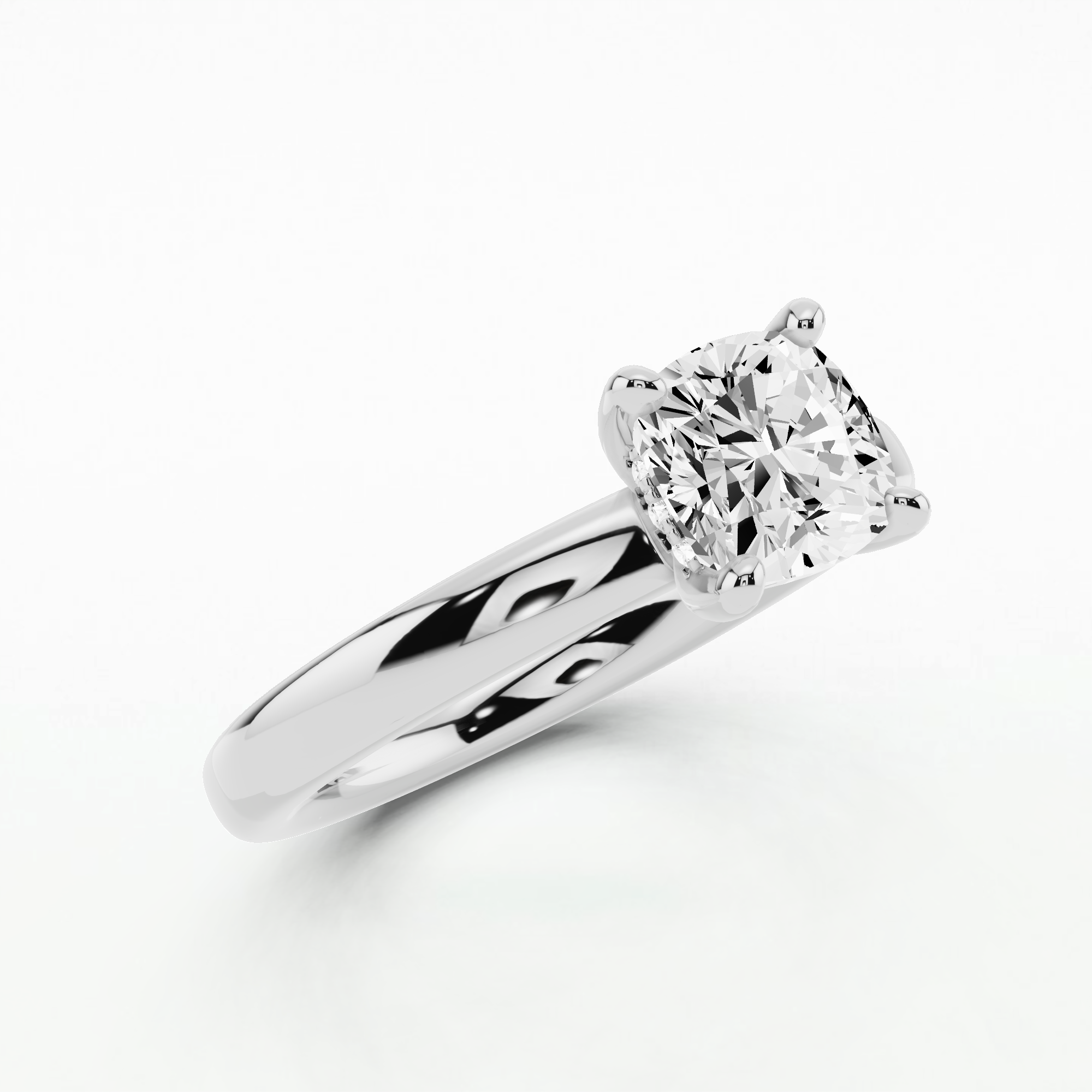 Classic Hidden Halo Solitaire Diamond Ring-Cushion