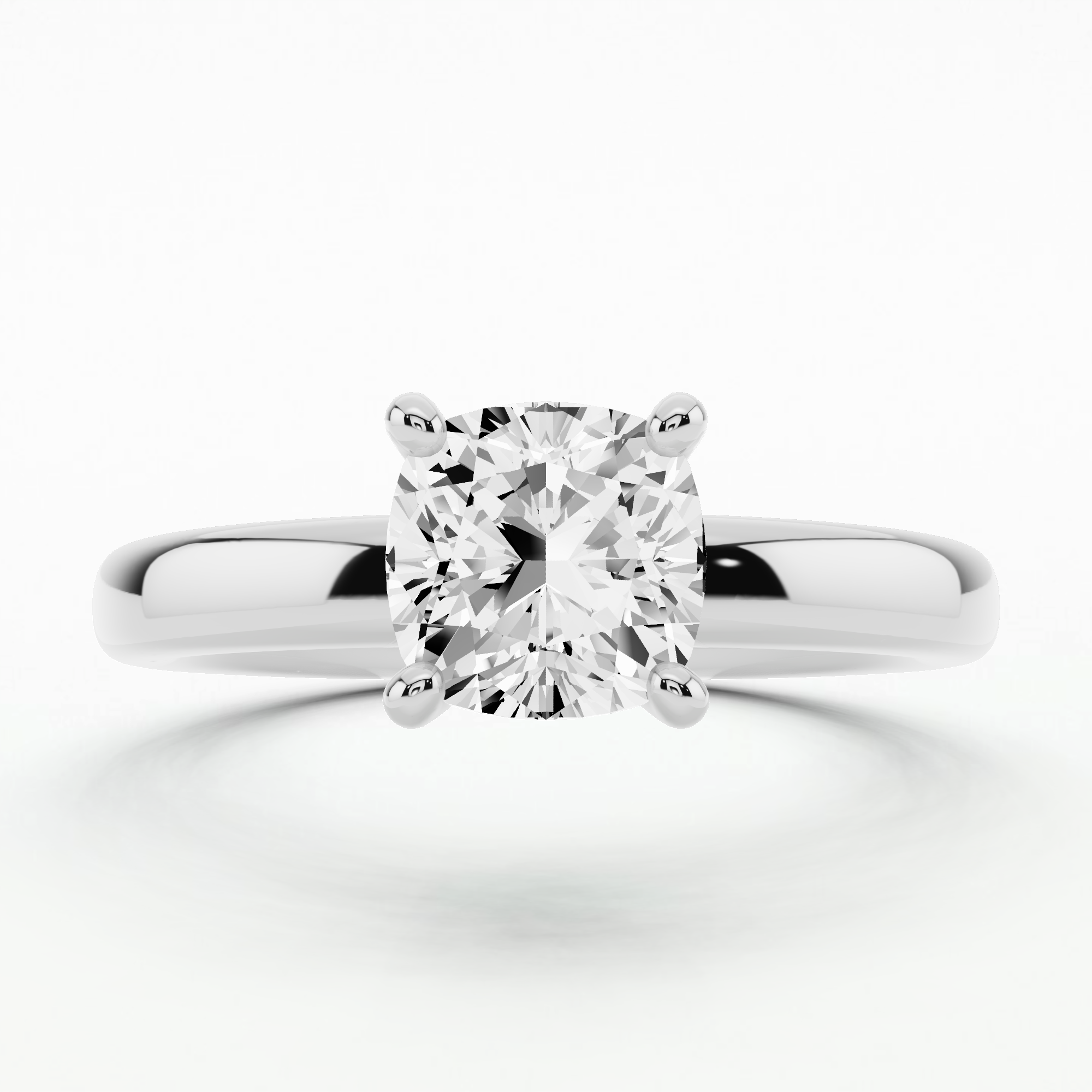 Classic Hidden Halo Solitaire Diamond Ring-Cushion