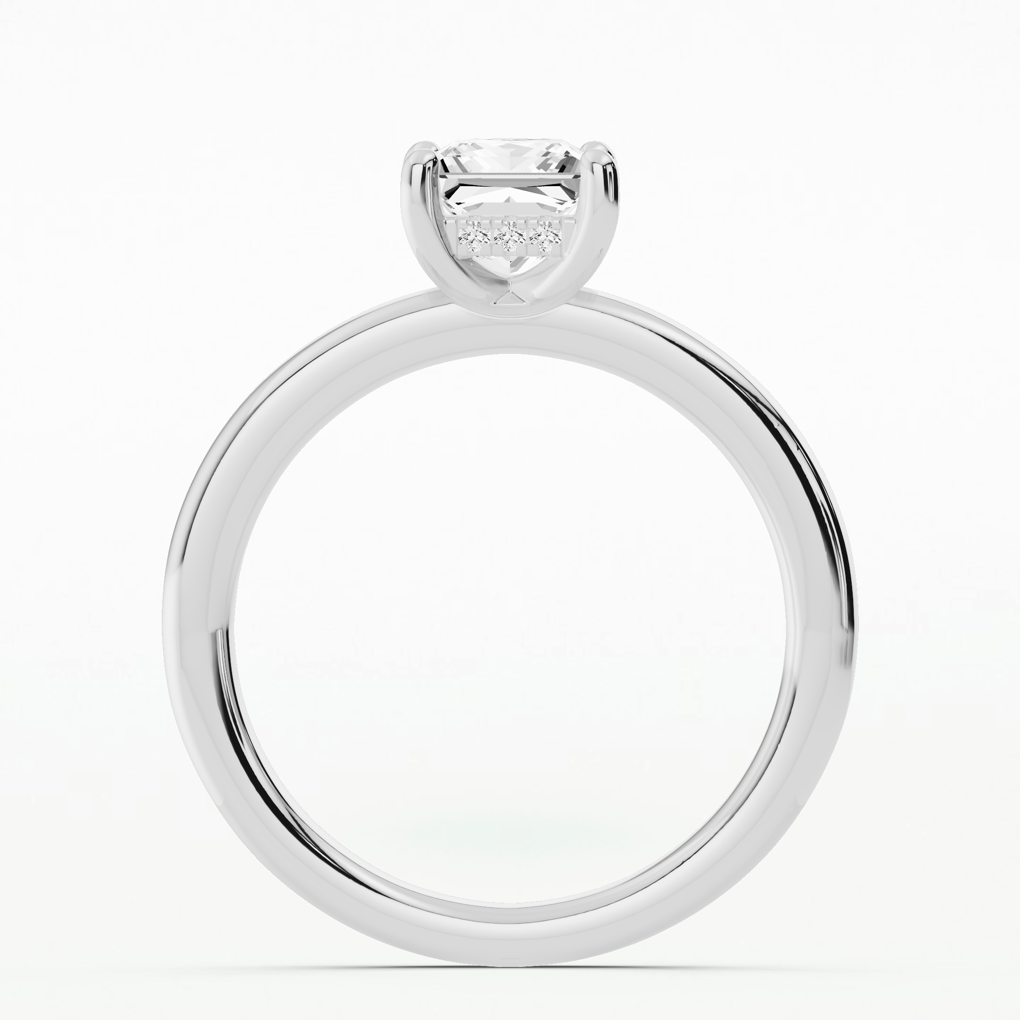 Classic Hidden Halo Solitaire Diamond Ring-Princess