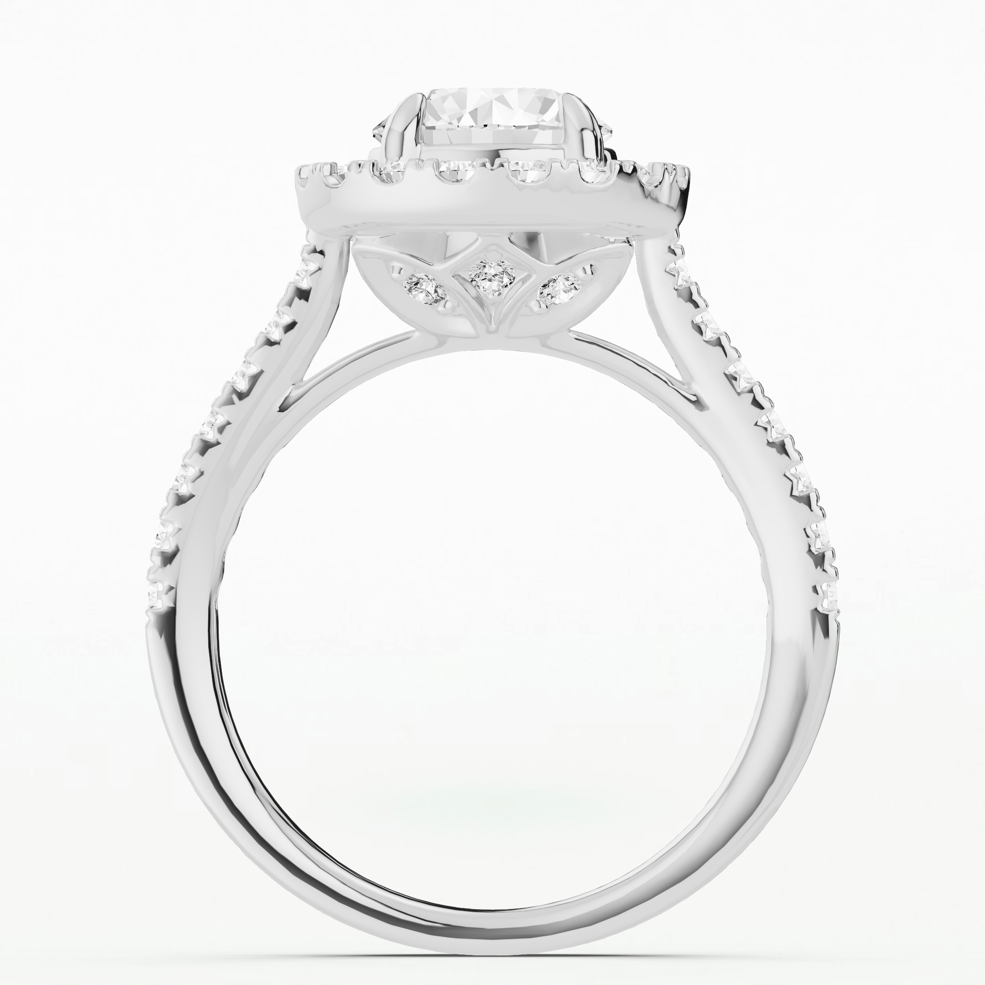 Studded Halo Solitaire Ring-Round