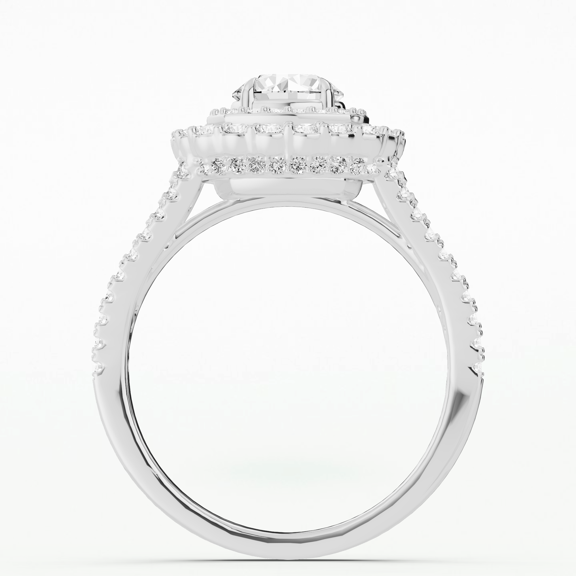 Cushion Halo Solitaire Ring-Round