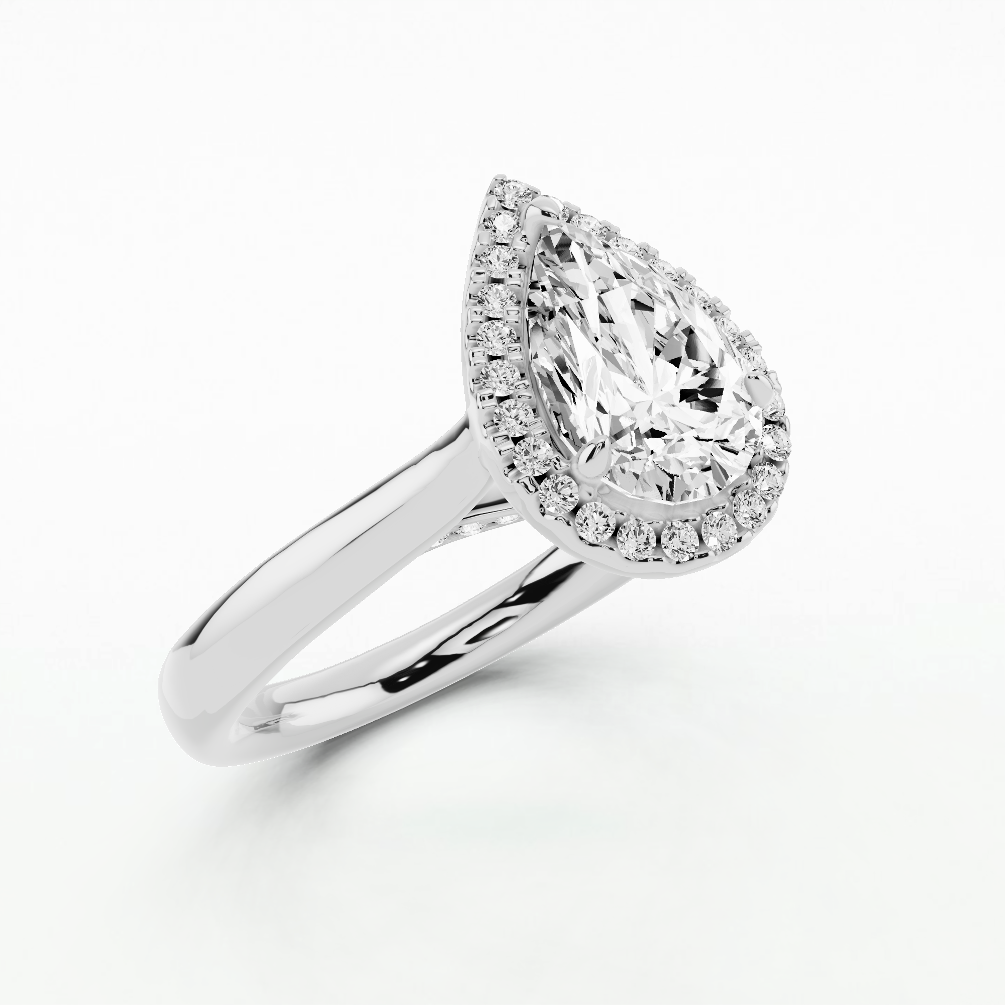 Cross Bridge Halo Solitaire Ring-Pear