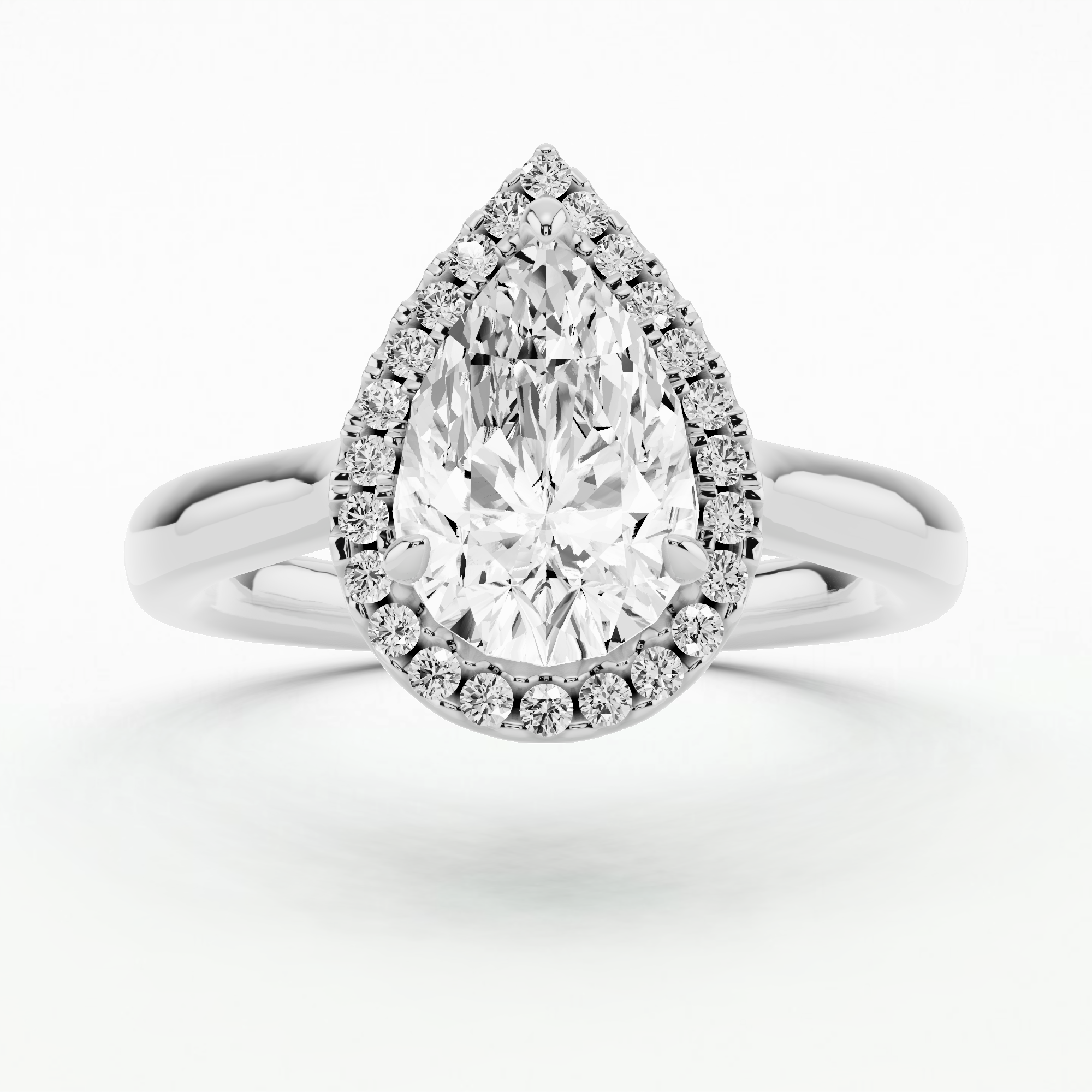 Cross Bridge Halo Solitaire Ring-Pear